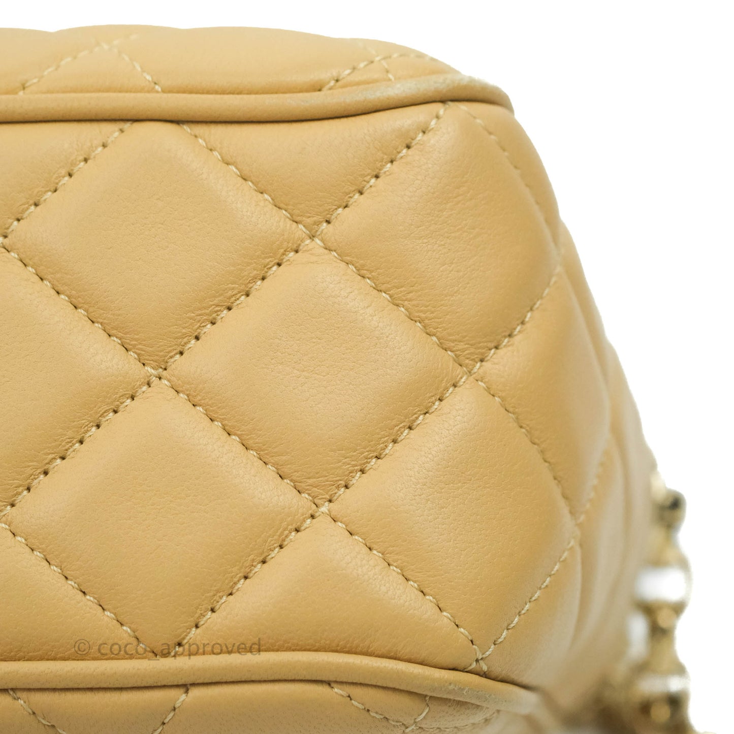 Chanel Calfskin Coco Vintage Camera Case Beige Gold Hardware
