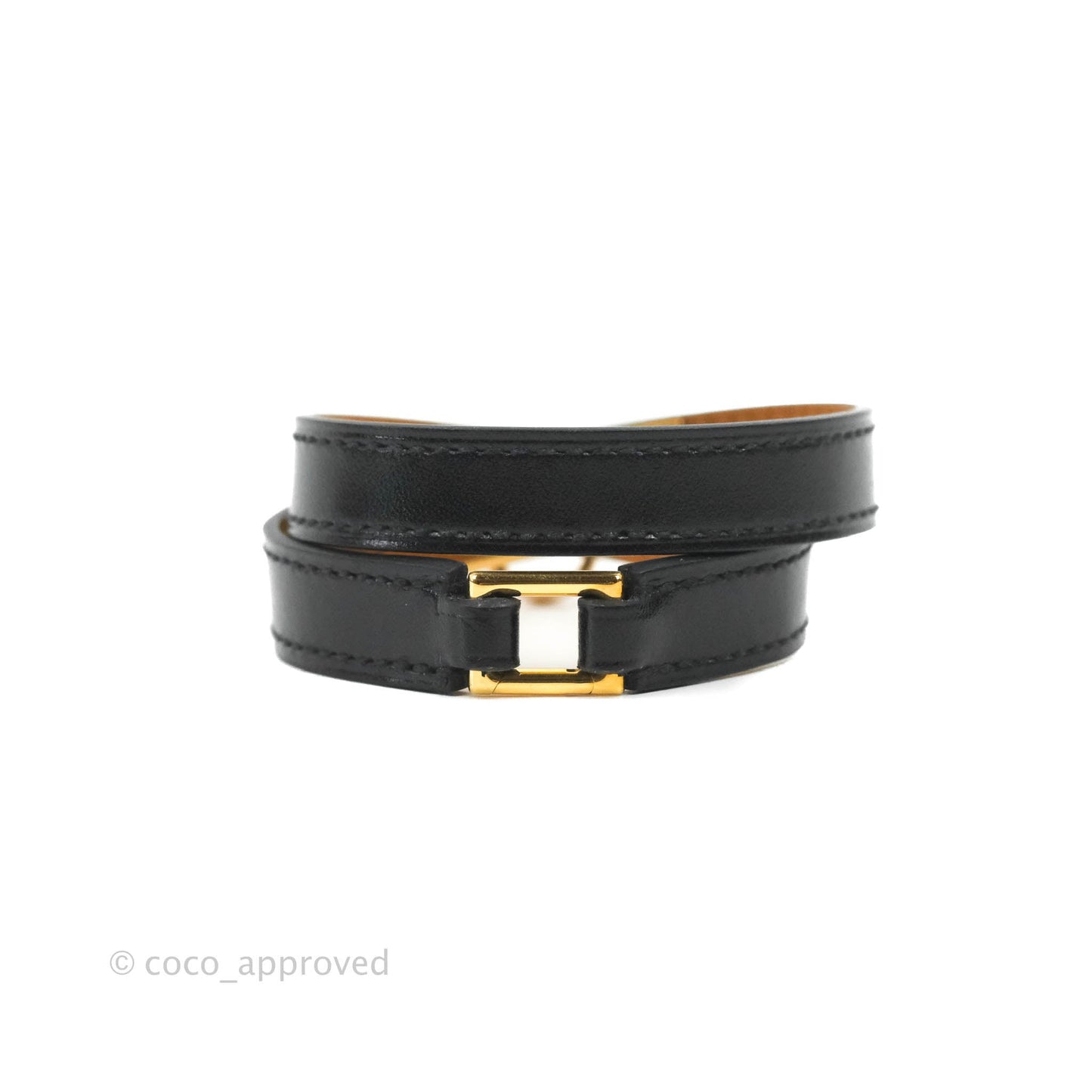 Hermès Rivale Double Tour Bracelet Black Box Leather Rose Gold Hardware