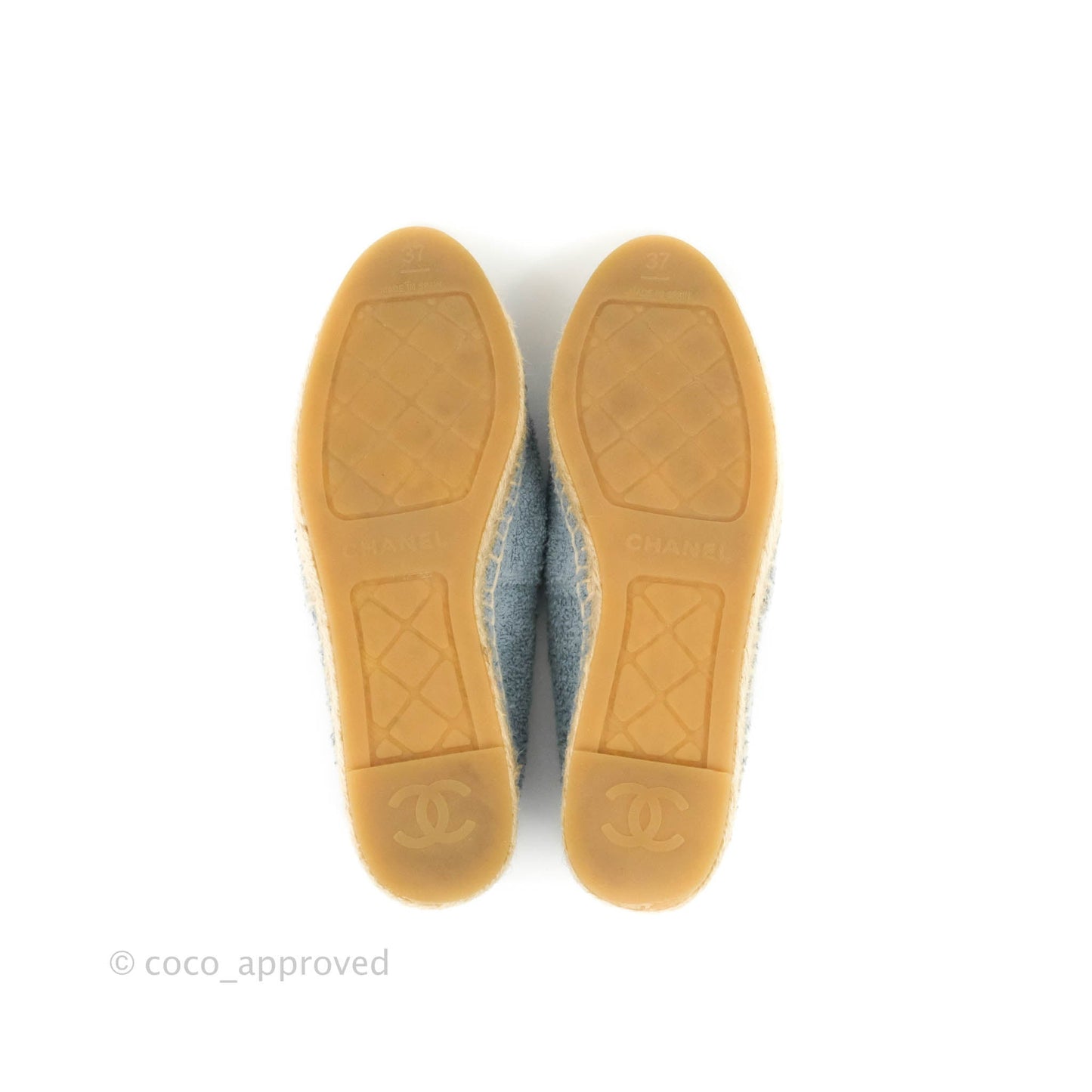 Chanel Espadrille Black Blue Tweed Size 37