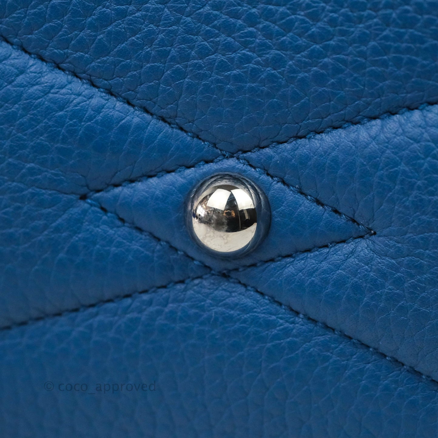Hermes Victoria II 35 Bag Blue Paradis Clemence Palladium Hardware