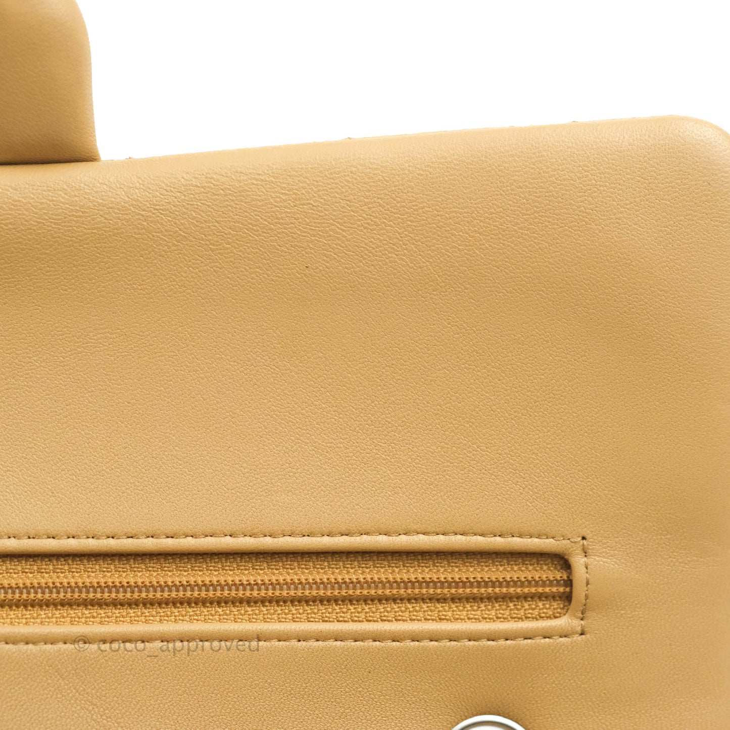 Classic M/L Medium Flap Quilted Dark Beige Lambskin Silver Hardware