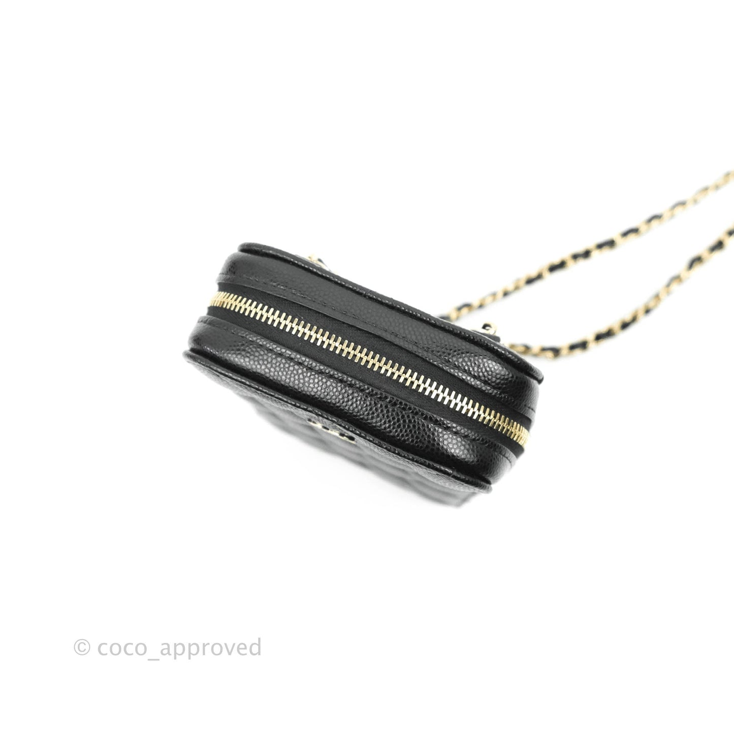 Chanel Quilted Phone Holder Black Caviar Gold Hardware