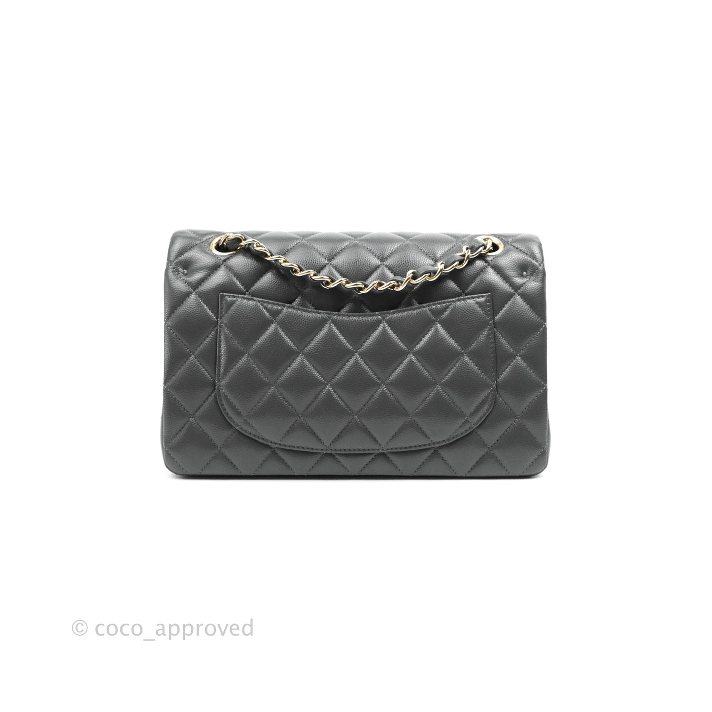 Chanel Classic Small S/M Flap Dark Grey Caviar Gold Hardware 21B