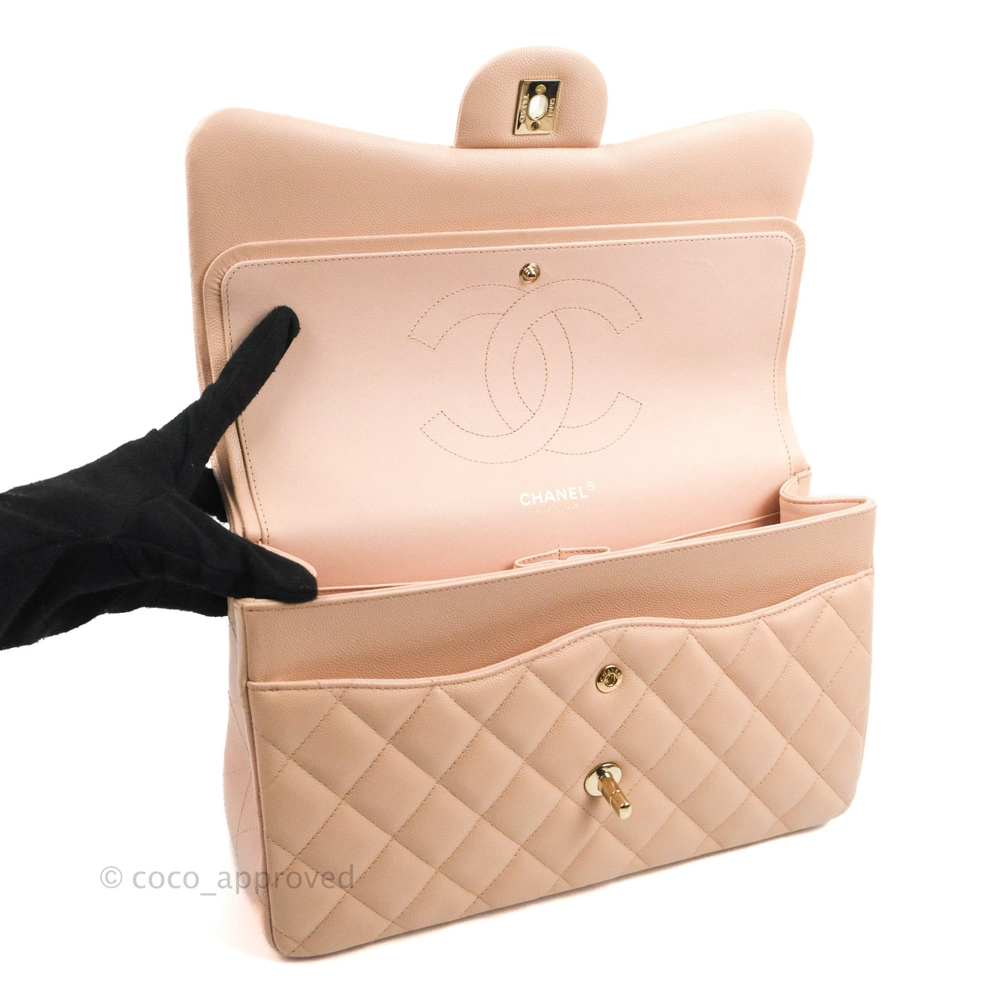 Chanel Jumbo Double Flap Rose Clair Pink Caviar Gold Hardware⁣⁣