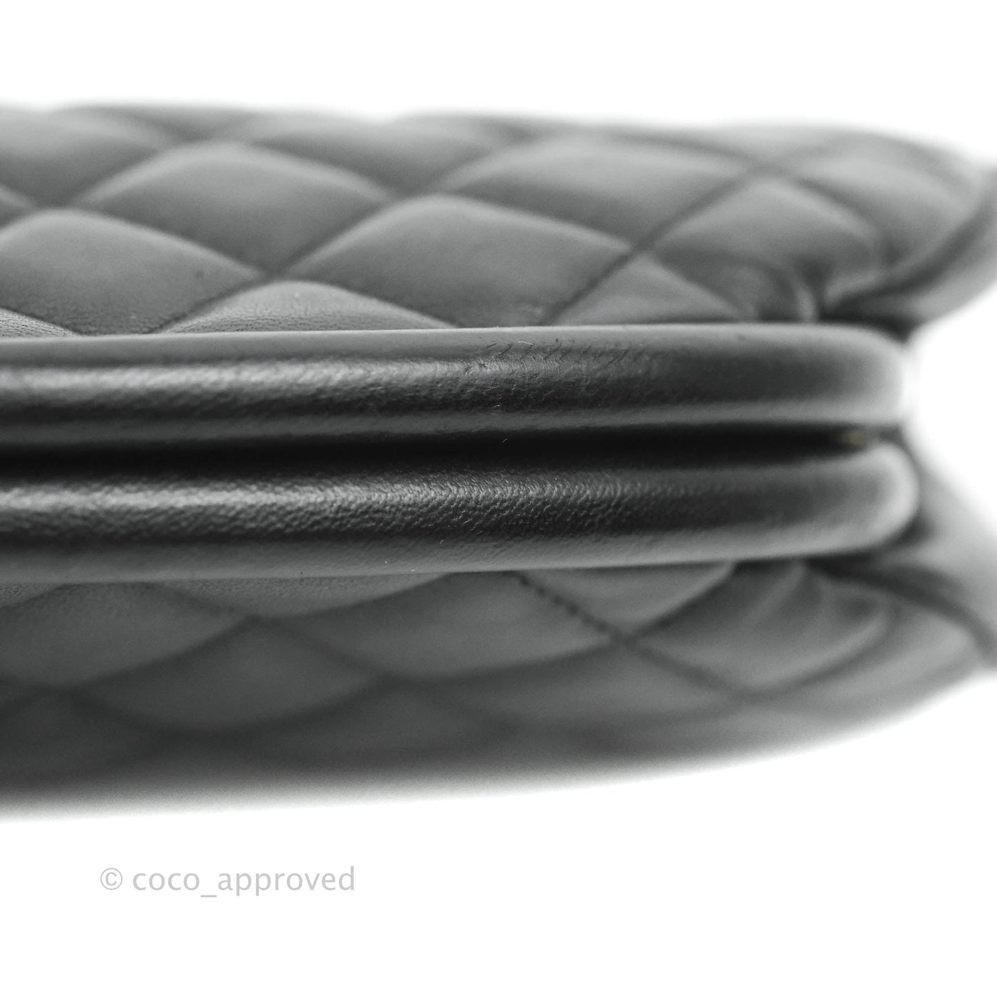 Chanel Quilted Timeless Kisslock Clutch Black Lambskin Silver Hardware