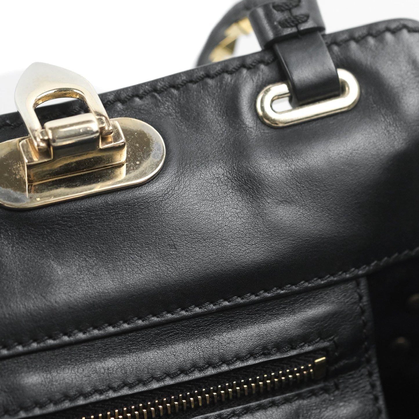 Valentino Garavani Mini Trapeze Rockstud Black Grained Calfskin Gold Hardware