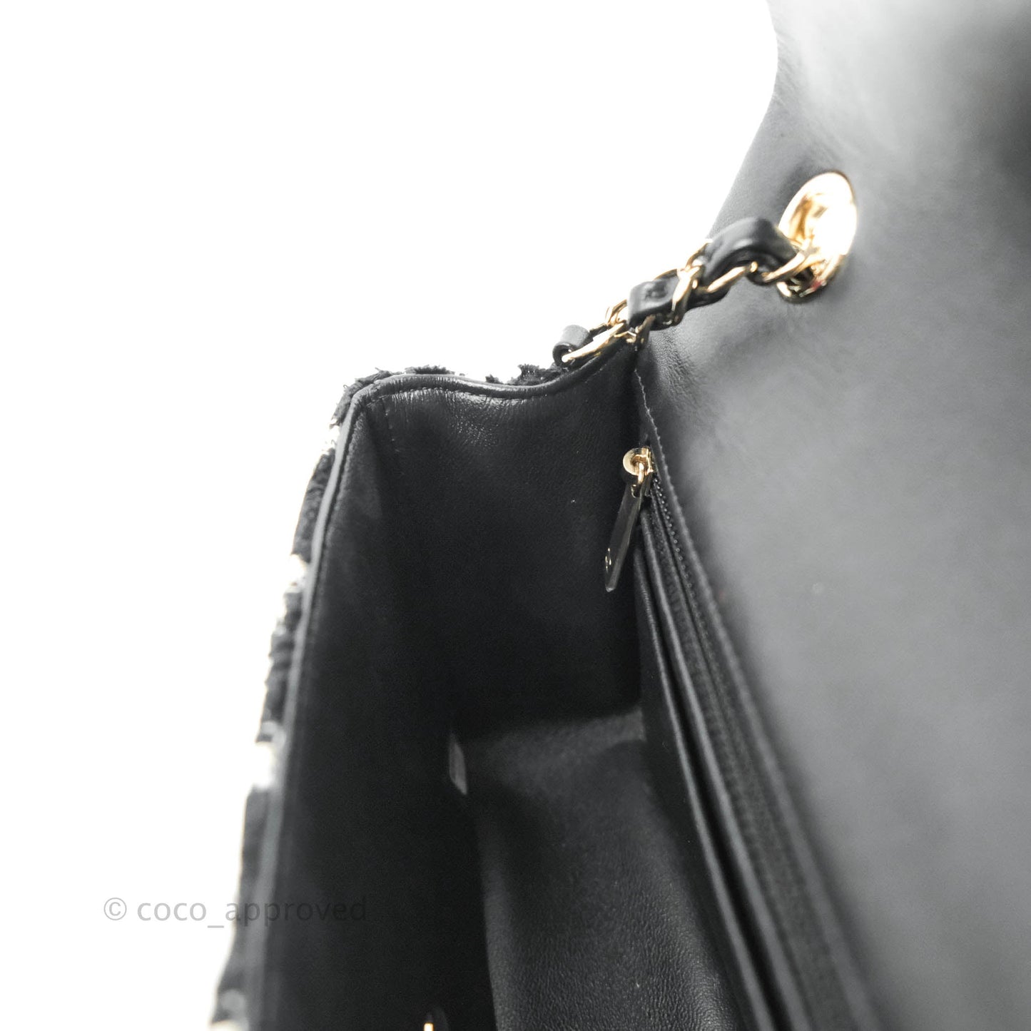 Chanel Quilted Mini Rectangular Flap Tweed Houndstooth Black & White Gold Hardware