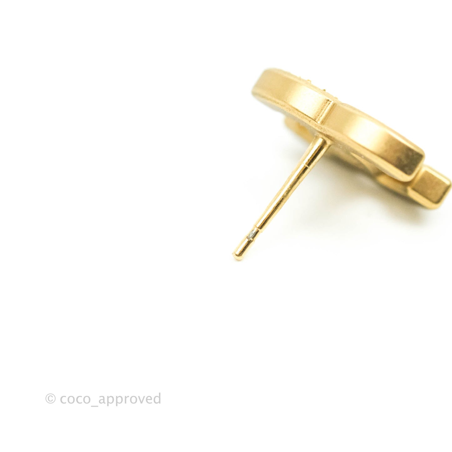 Chanel Crystal CC Earrings Gold Tone 21V