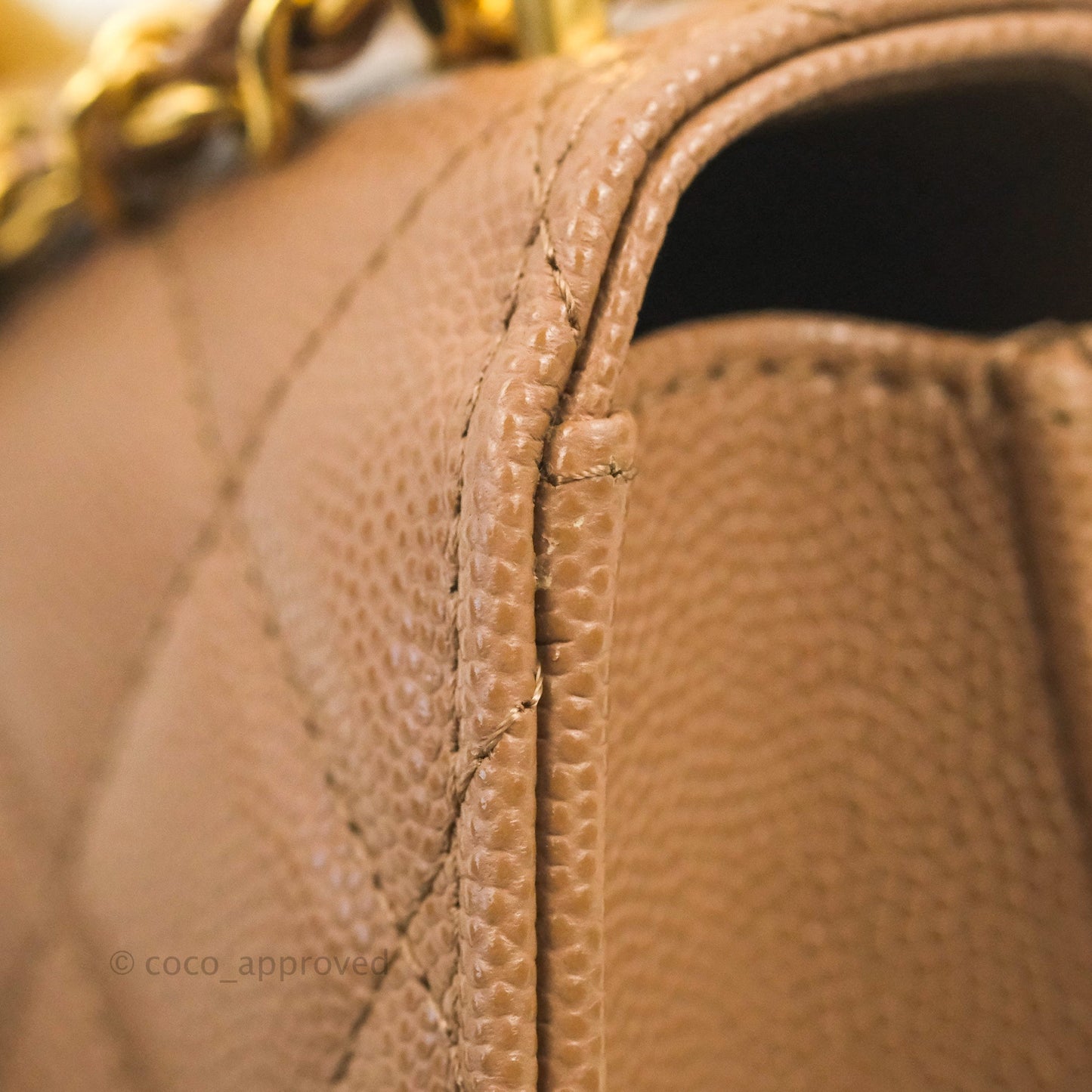 Chanel CC Chain Clutch with Chain Beige Caviar Gold Hardware