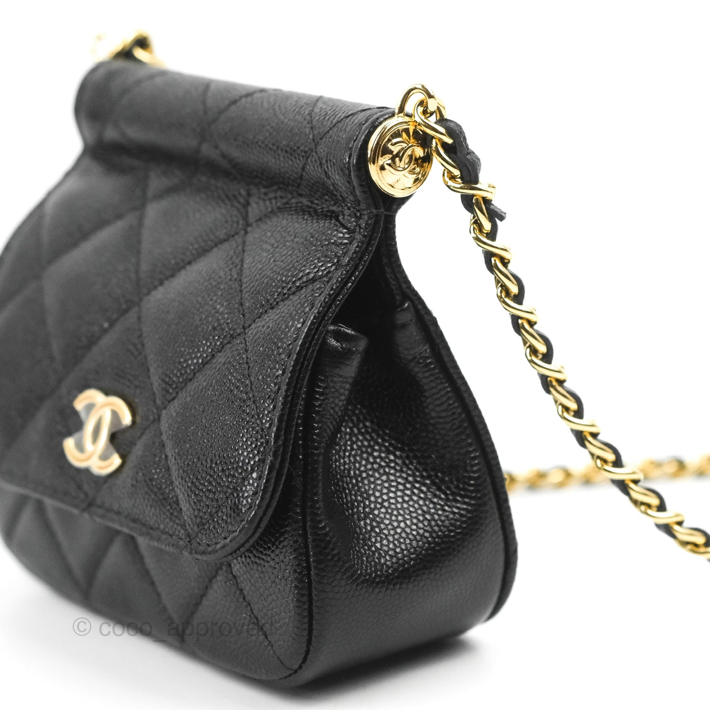Chanel Quilted Clutch With Chain Black Caviar Gold Hardware