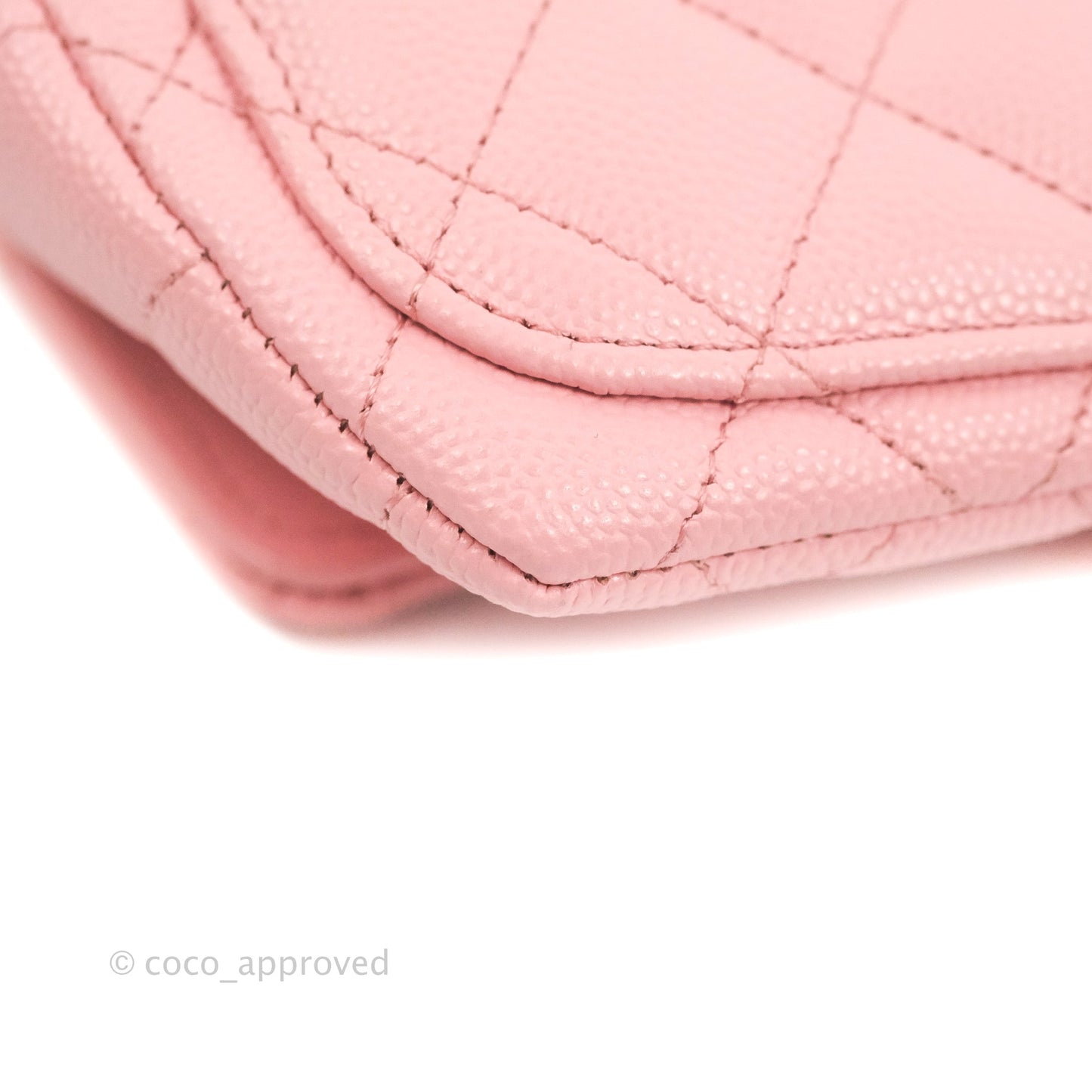 Chanel Quilted Glasses Case With Chain Pink Caviar Gold Hardware