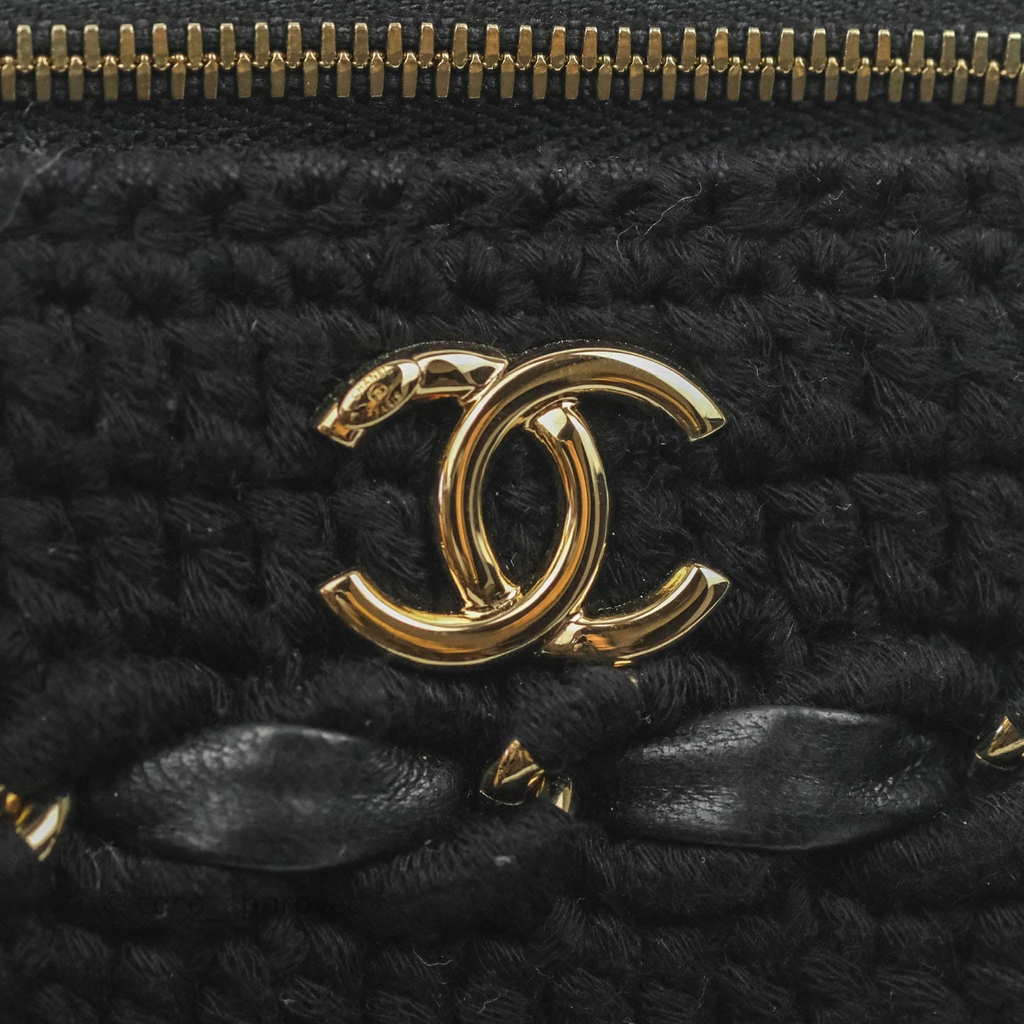 Chanel Mini Vanity With Chain Black Lambskin Crochet Gold Hardware