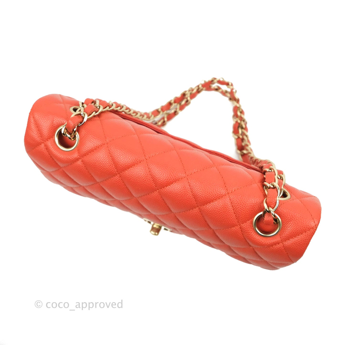 Chanel S/M Small Classic Quilted Flap Orange Caviar Gold Hardware 17B