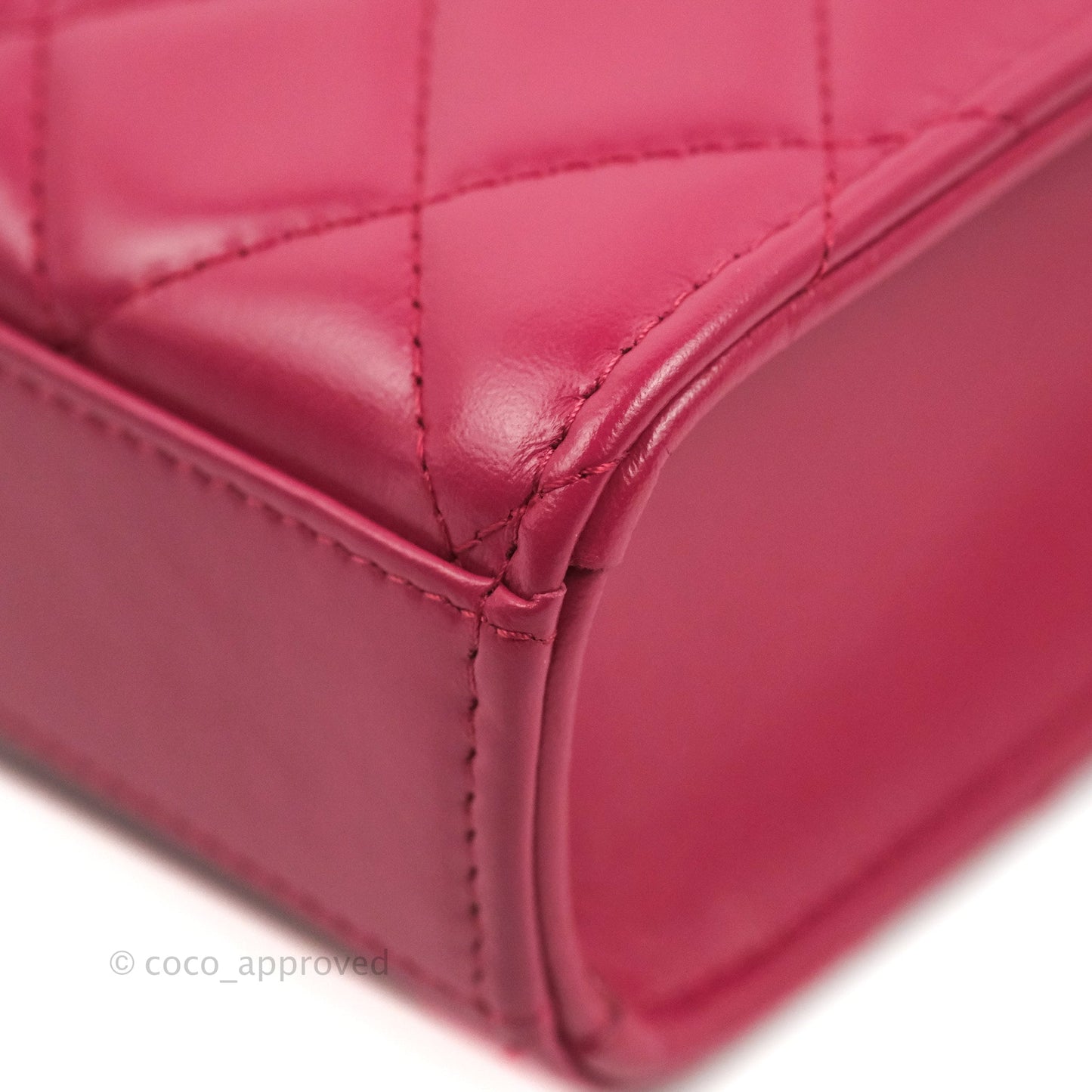 Chanel Quilted Perfect Fit Dark Pink Phone Holder Aged Gold Hardware