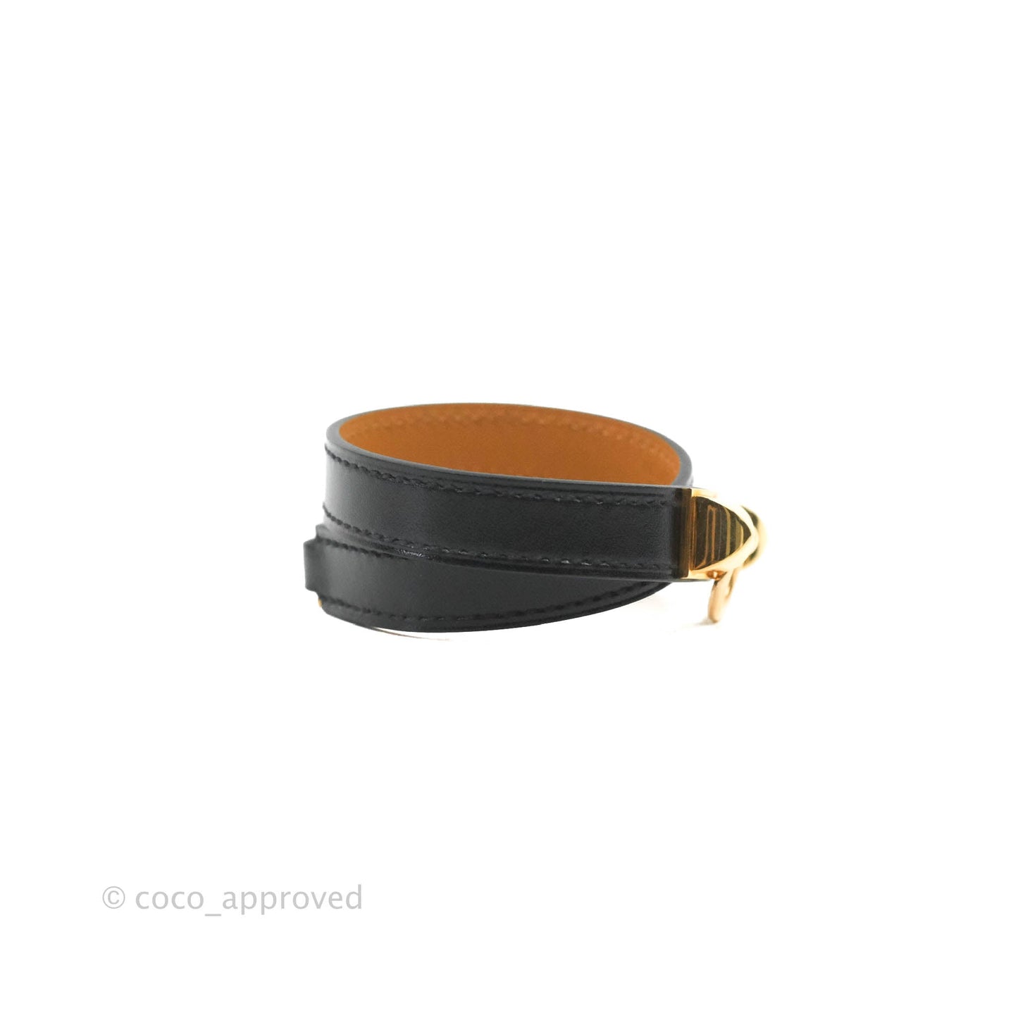 Hermès Rivale Double Tour Bracelet Black Box Leather Rose Gold Hardware