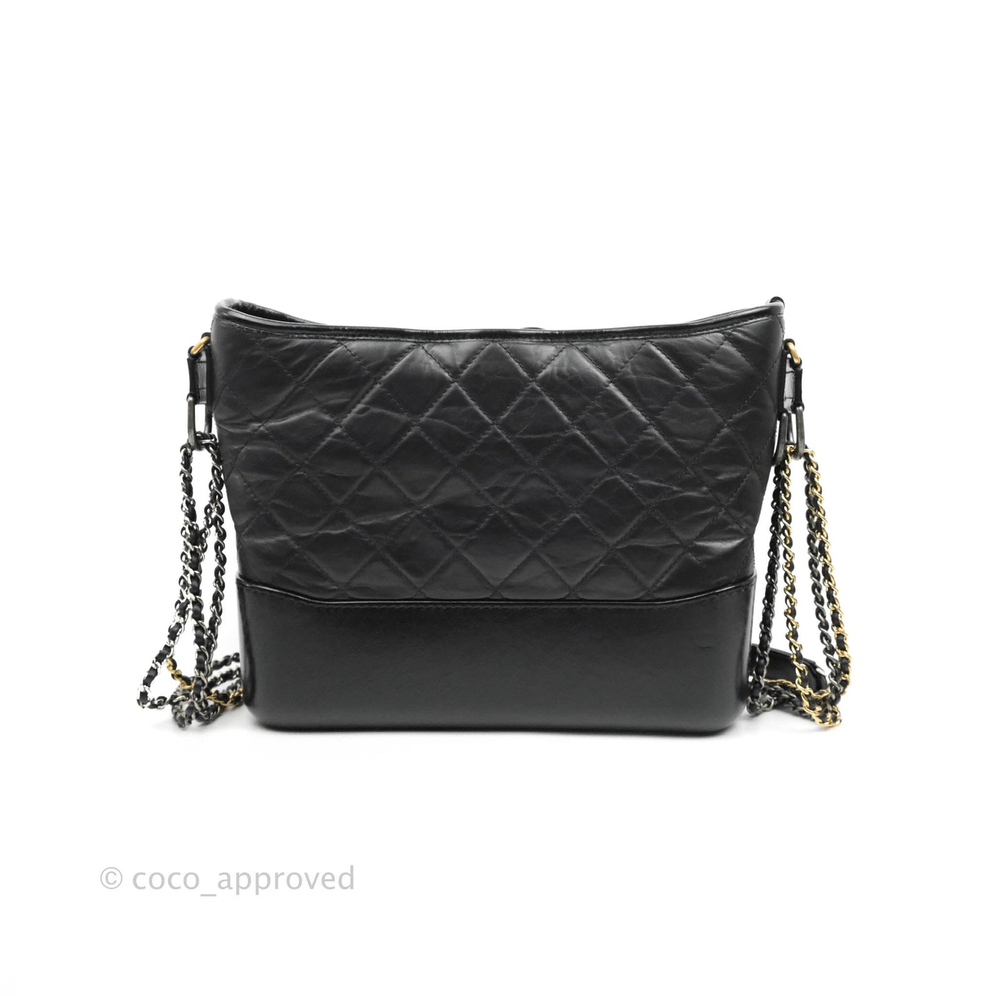 Chanel Quilted Medium Gabrielle Hobo Black Aged Calfskin Mixed Hardware