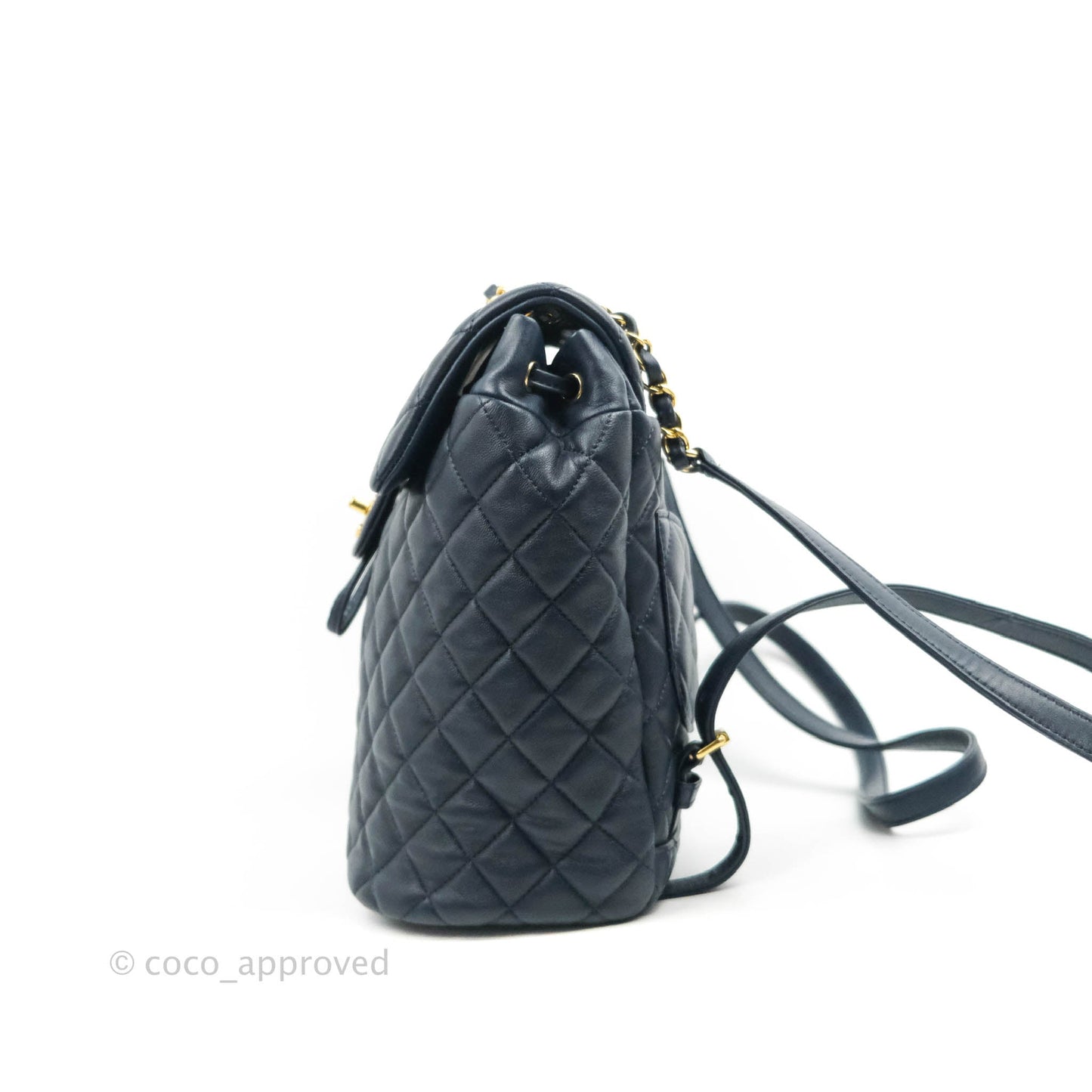 Chanel Small Quilted Urban Spirit Backpack Navy Gold Hardware