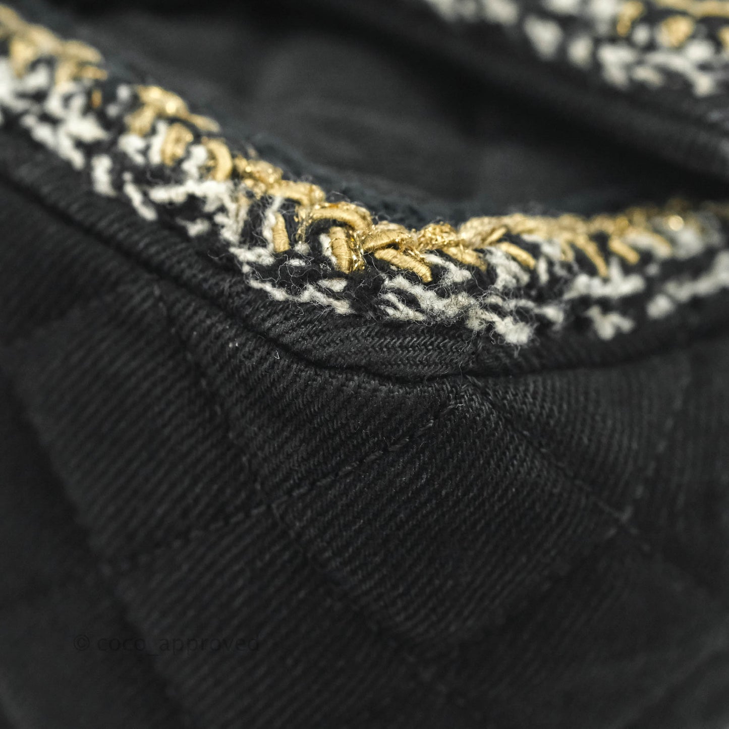 Chanel Classic Mini Rectangular Flap Bag Black Denim Braided Gold Hardware 18A