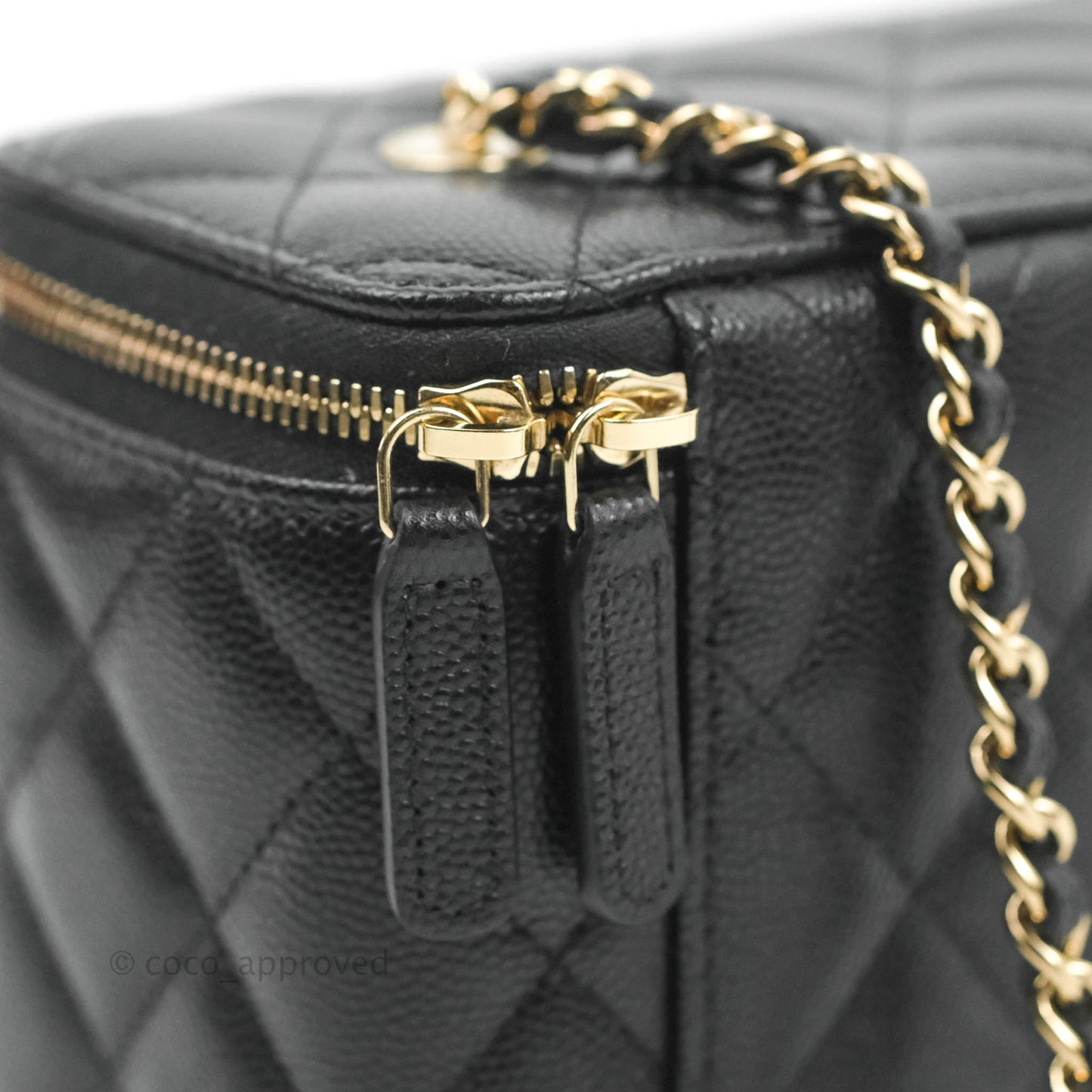 Chanel Vanity with Chain Black Caviar Gold Hardware 22S