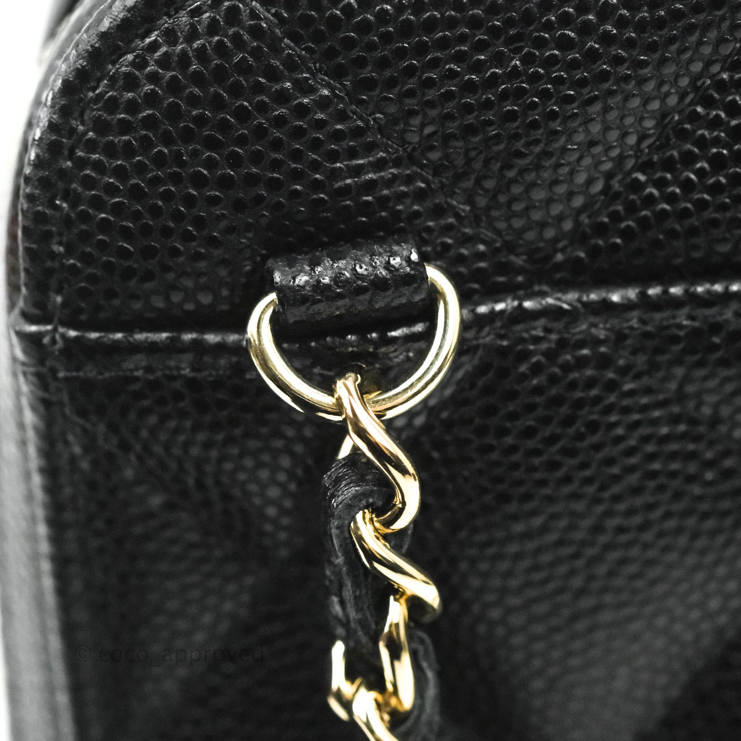 Chanel Quilted Phone Holder Black Caviar Gold Hardware