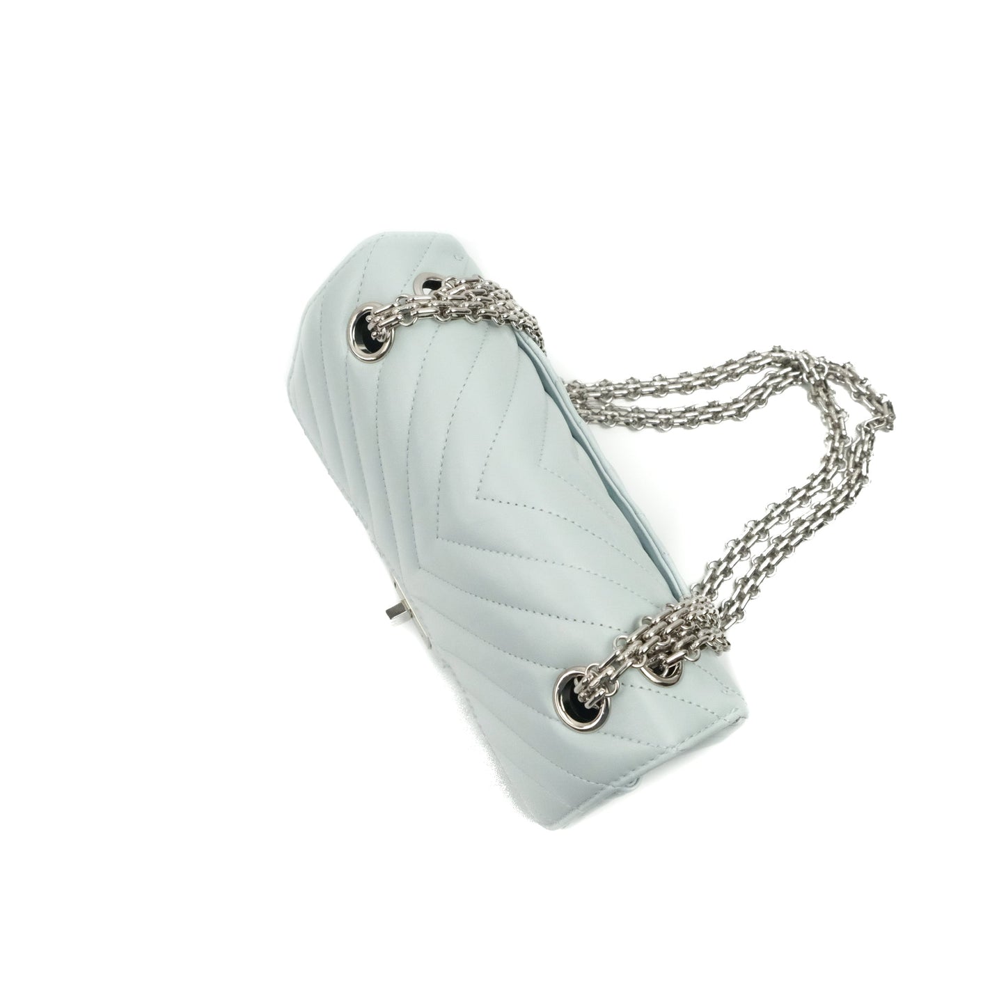 Chanel Mini Reissue 224 Blue Aged Calfskin Silver Hardware