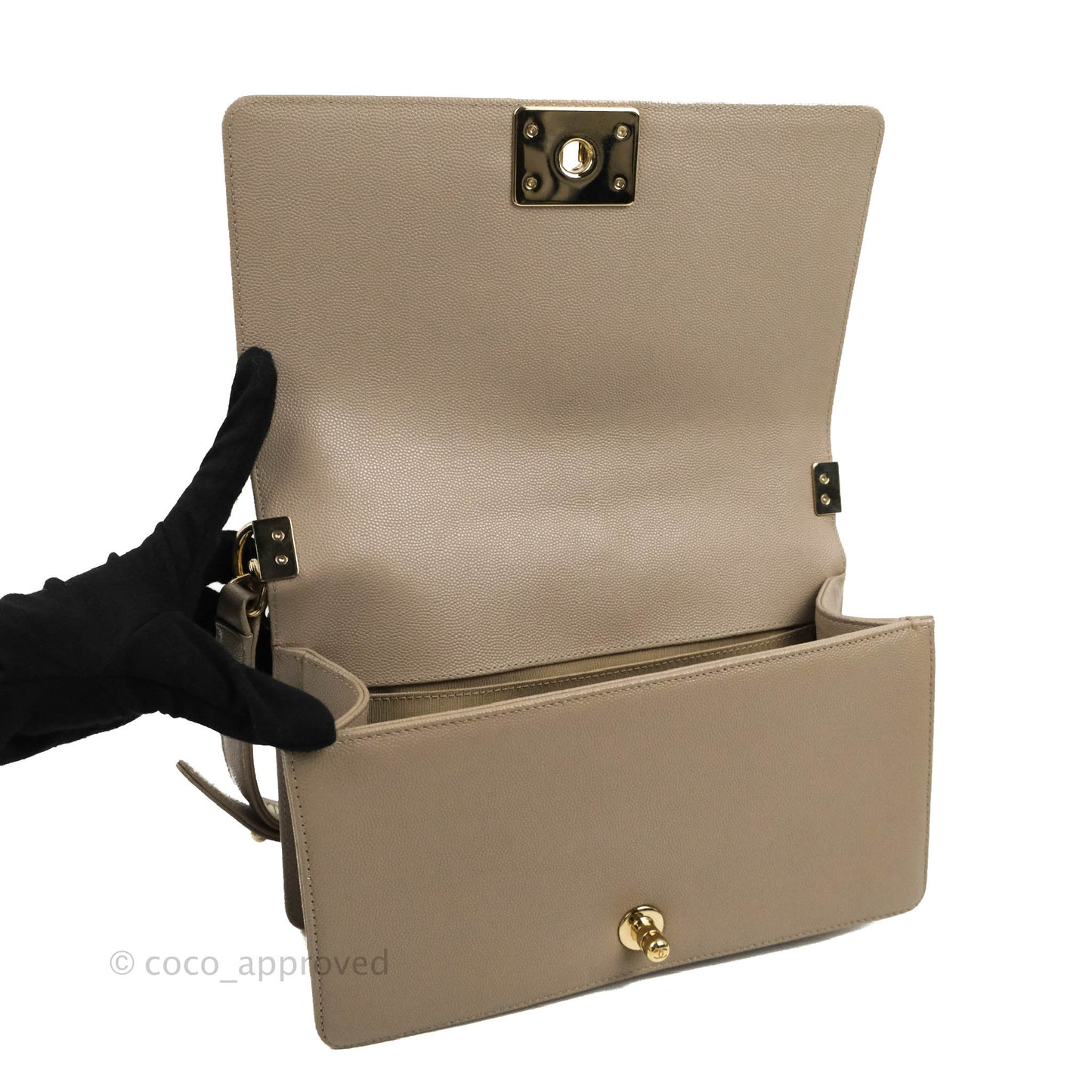 Chanel Quilted Medium Boy Grey Caviar Gold Hardware