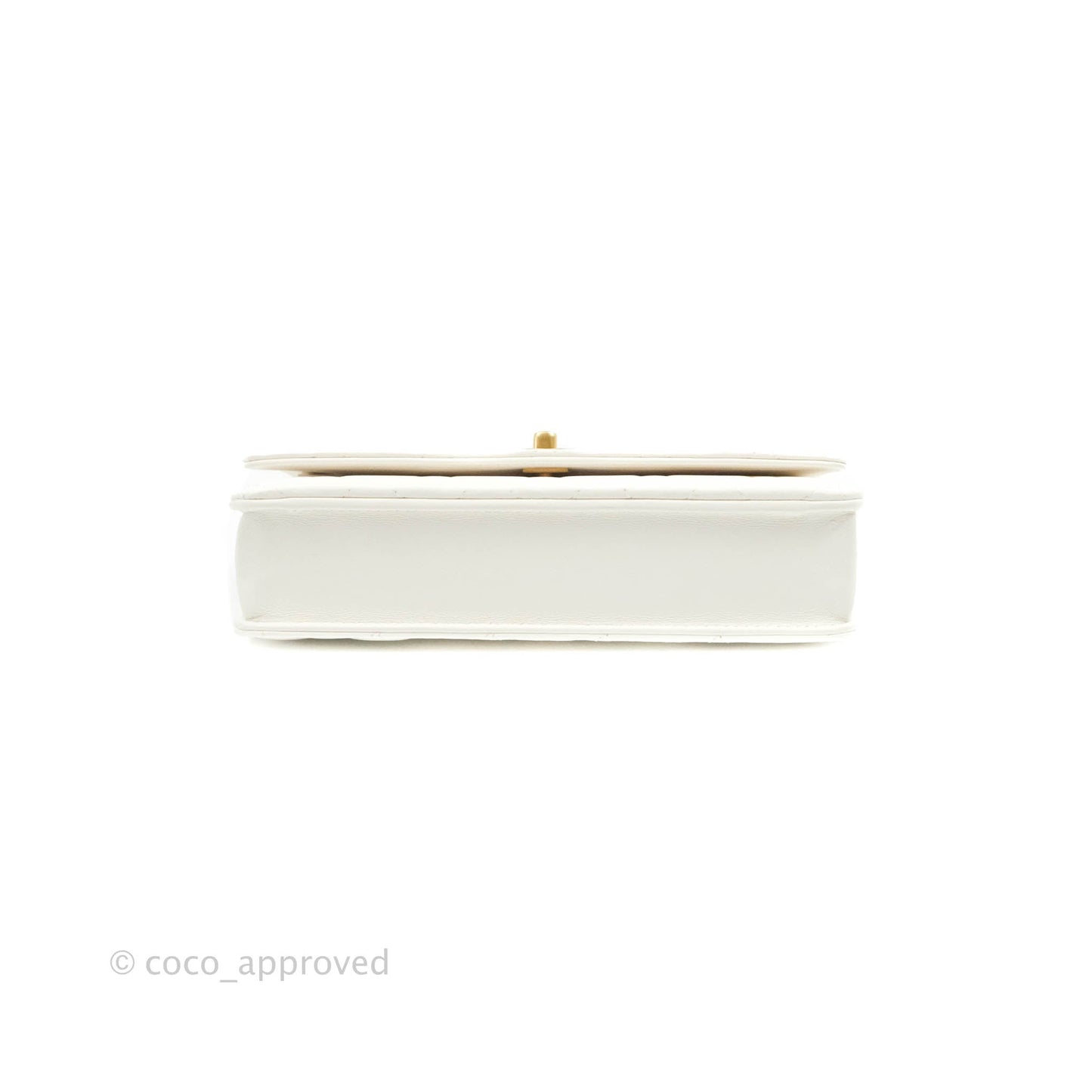 Chanel Quilted Pearl Crush Wallet on Chain WOC White Lambskin Aged Gold Hardware
