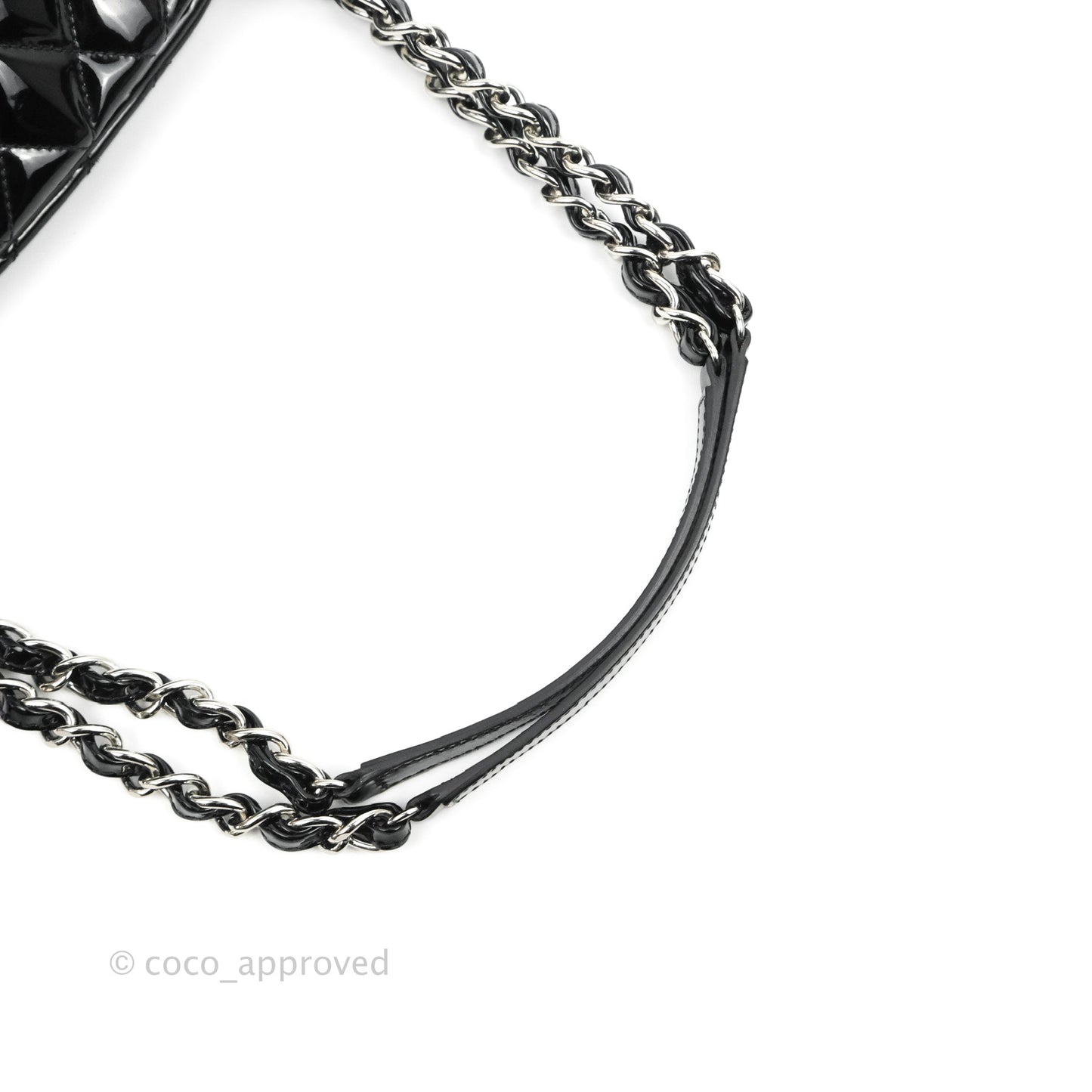 Chanel Quilted Large Just Mademoiselle Black Patent Silver Hardware