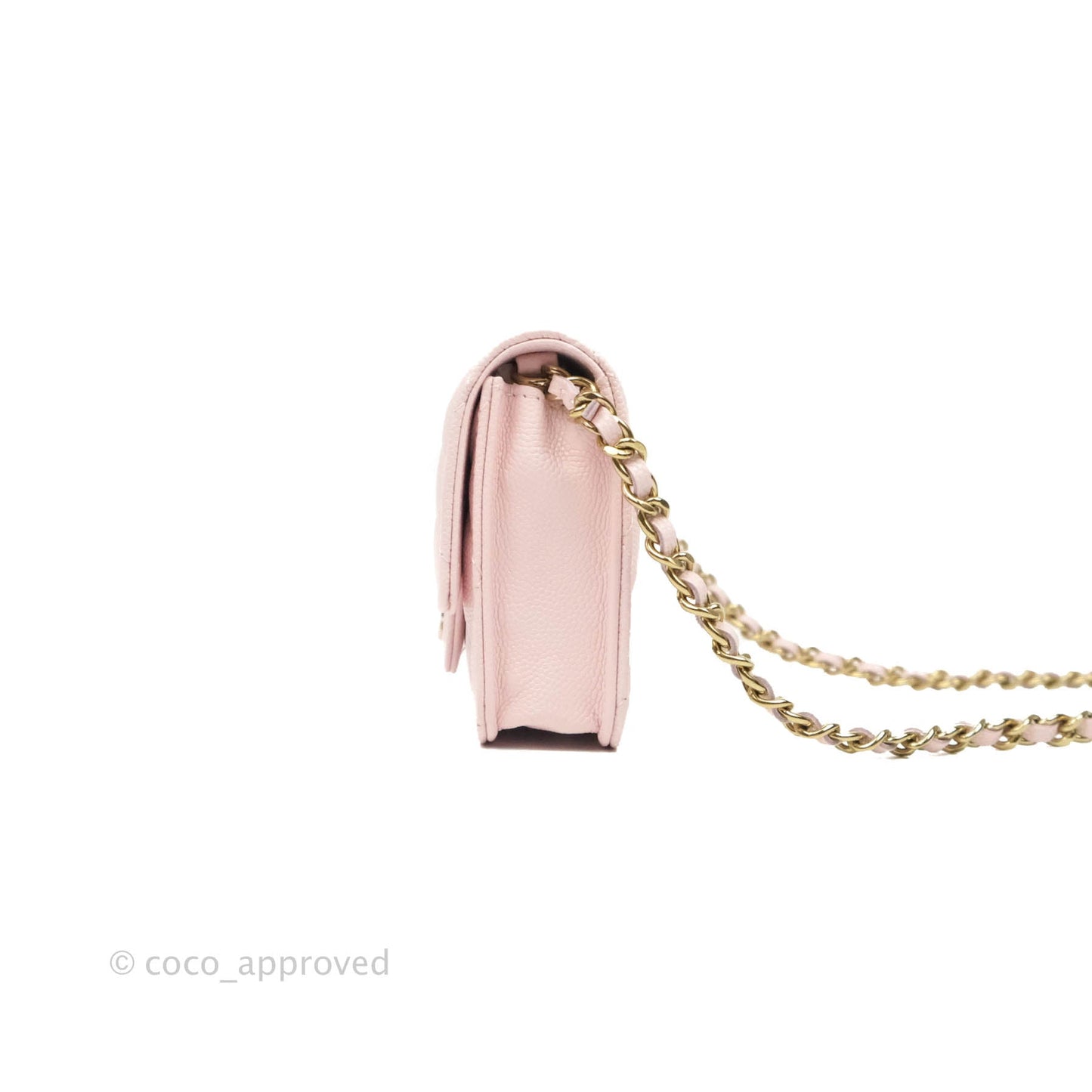 Chanel Mini Wallet With Chain Light Pink Caviar Gold Hardware