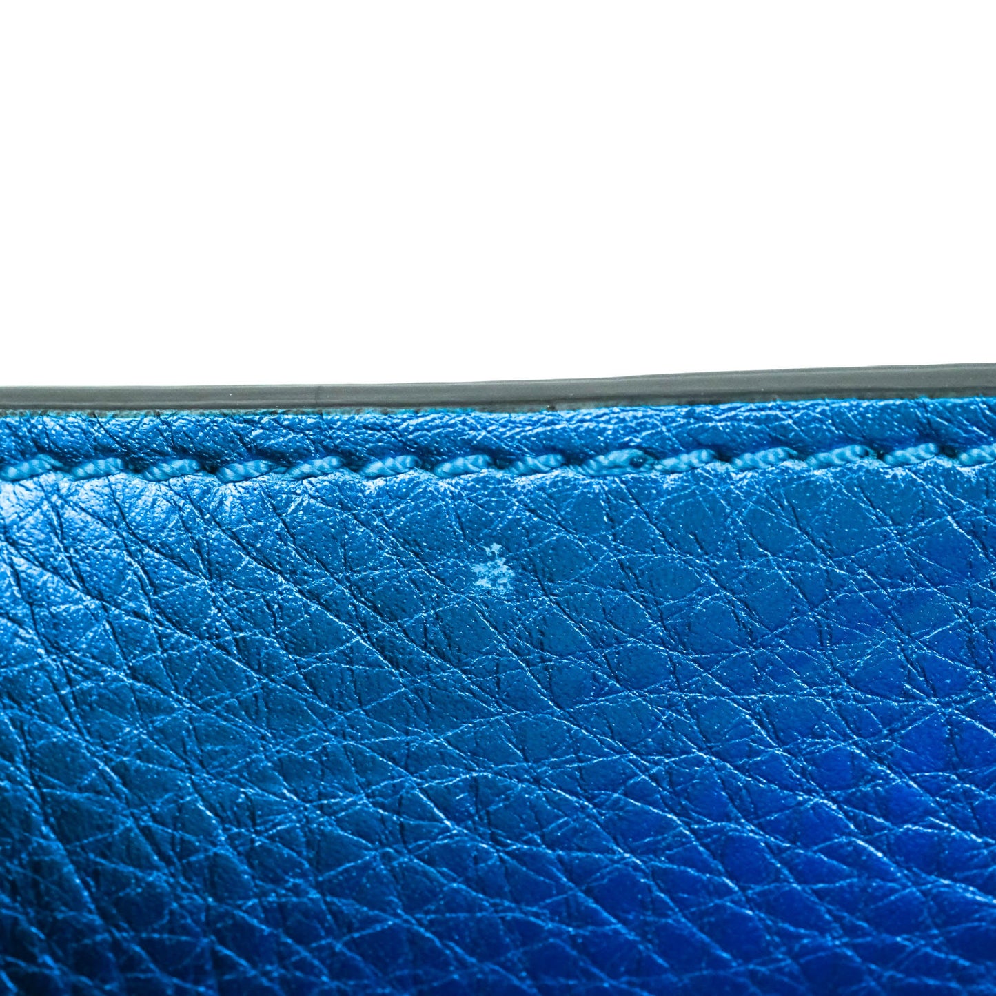 Valentino Garavani Small Trapeze Rockstud Metallic Blue Grained Calfskin Gold Hardware