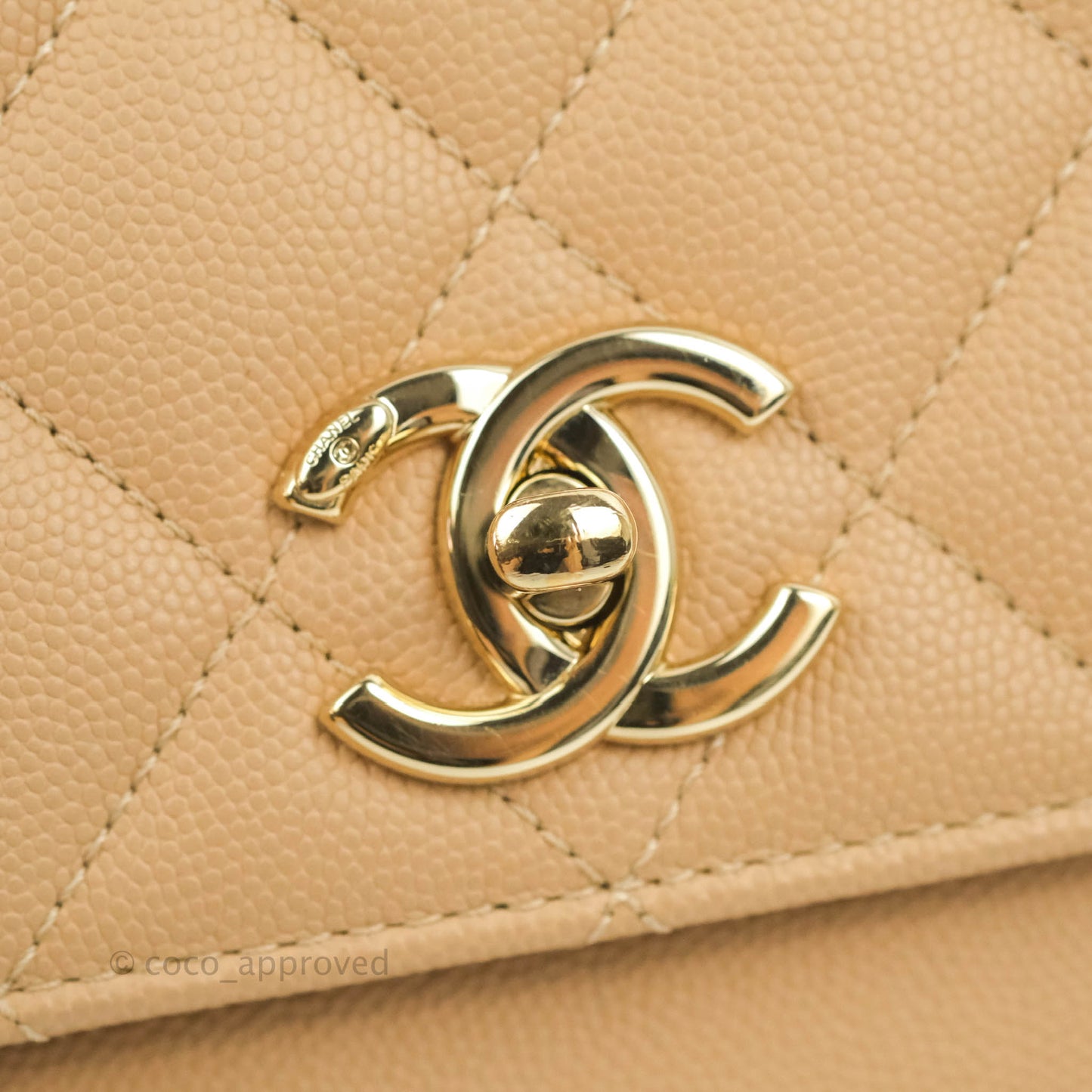 Chanel Quilted Small Business Affinity Flap Beige Caviar Gold Hardware