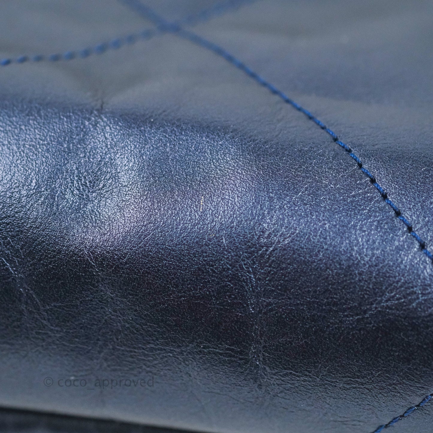 Chanel 22 Small Metallic Midnight Blue Aged Calfskin Midnight Blue/Silver Hardware