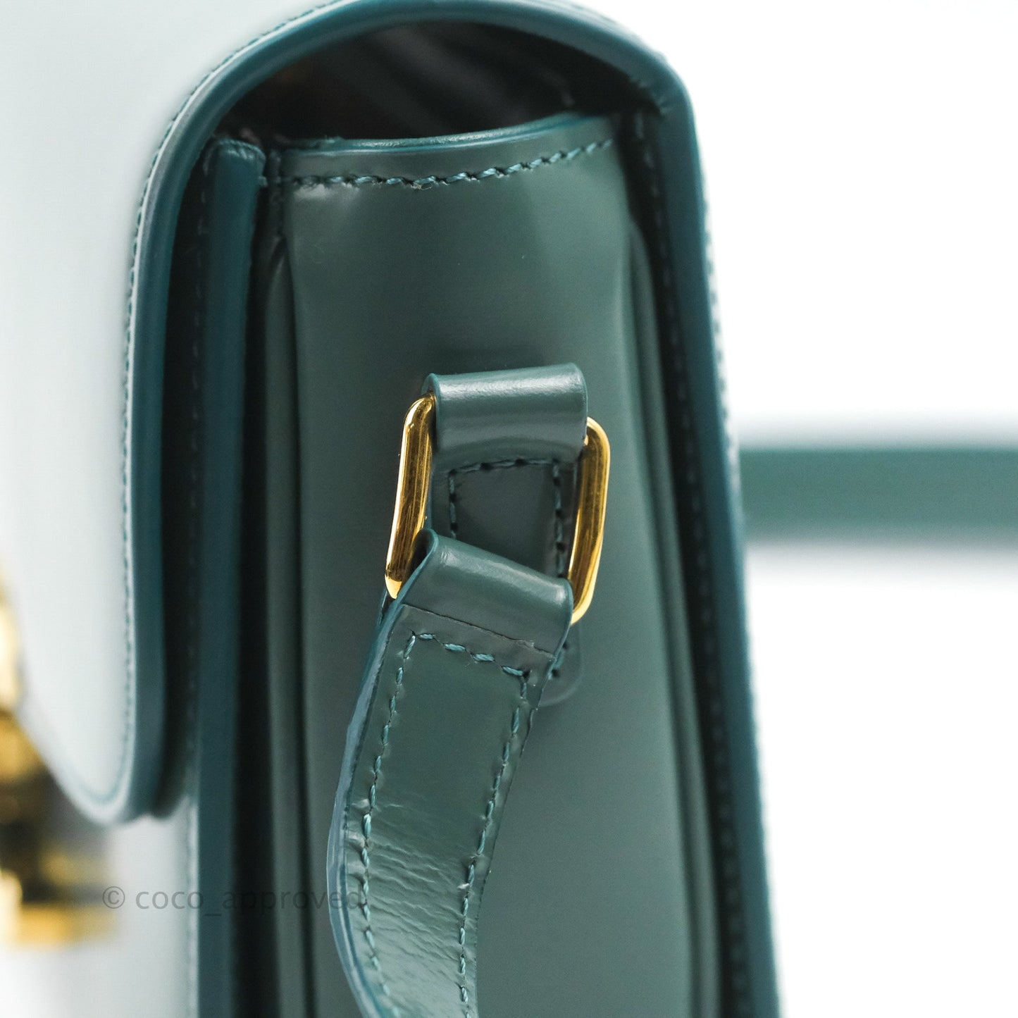 Celine Teen Triomphe Bag Shiny Calfskin Green Smoke