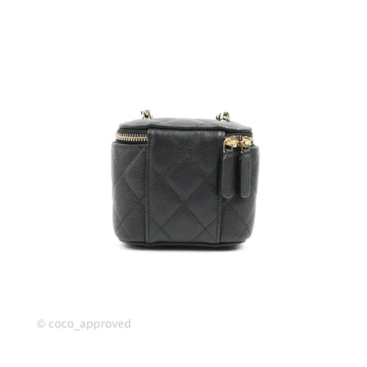 Chanel Classic Mini Vanity With CC Chain Black Caviar Gold Hardware
