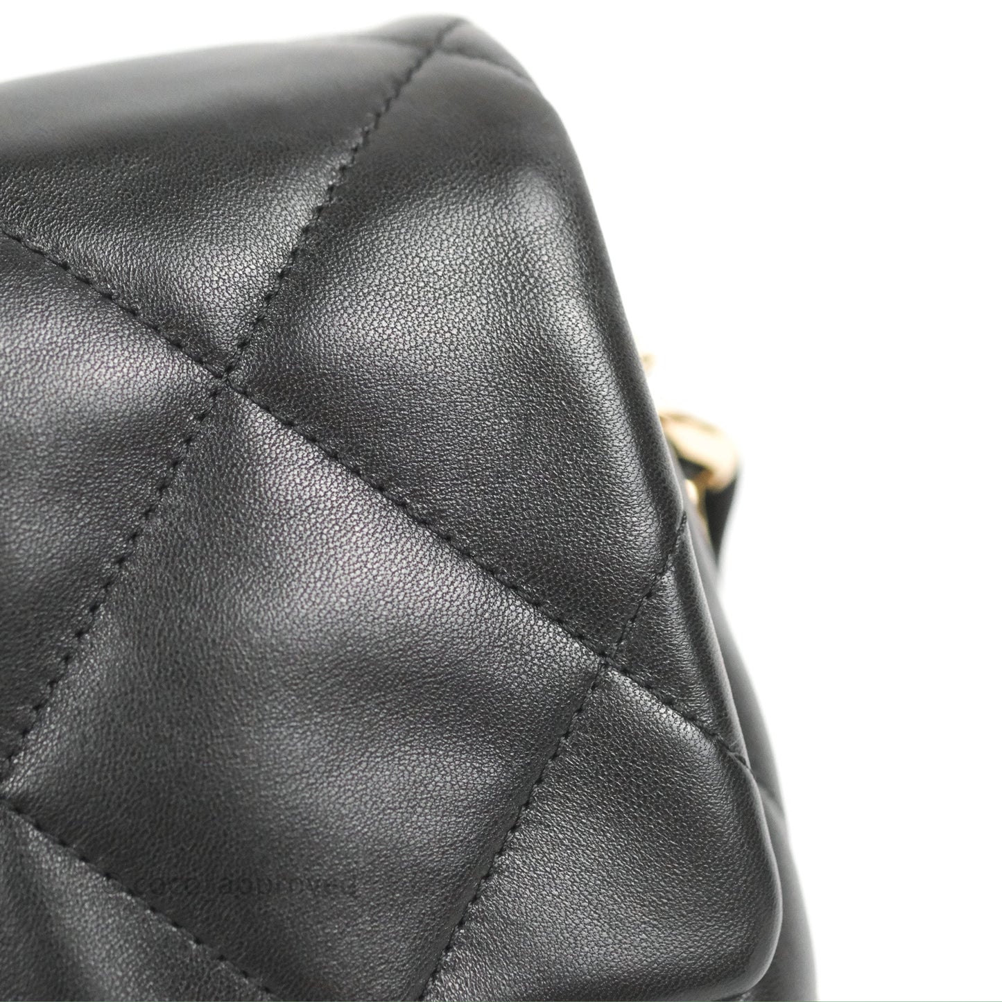 Chanel Small Logo Chain Flap Black Lambskin Gold Hardware