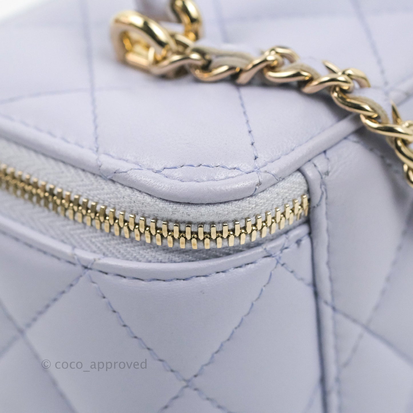 Chanel Vanity Rectangular Top Handle Lilac Lambskin Gold Hardware