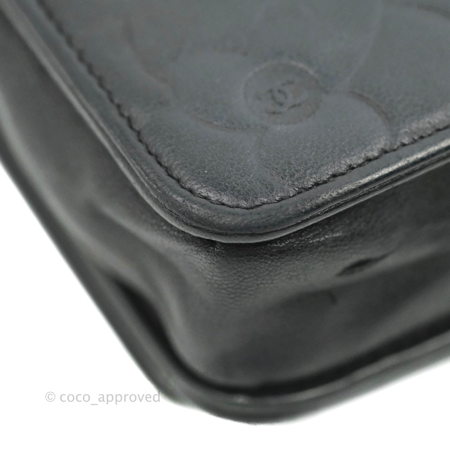 Chanel Camellia Wallet on Chain WOC Black Lambskin Silver Hardware