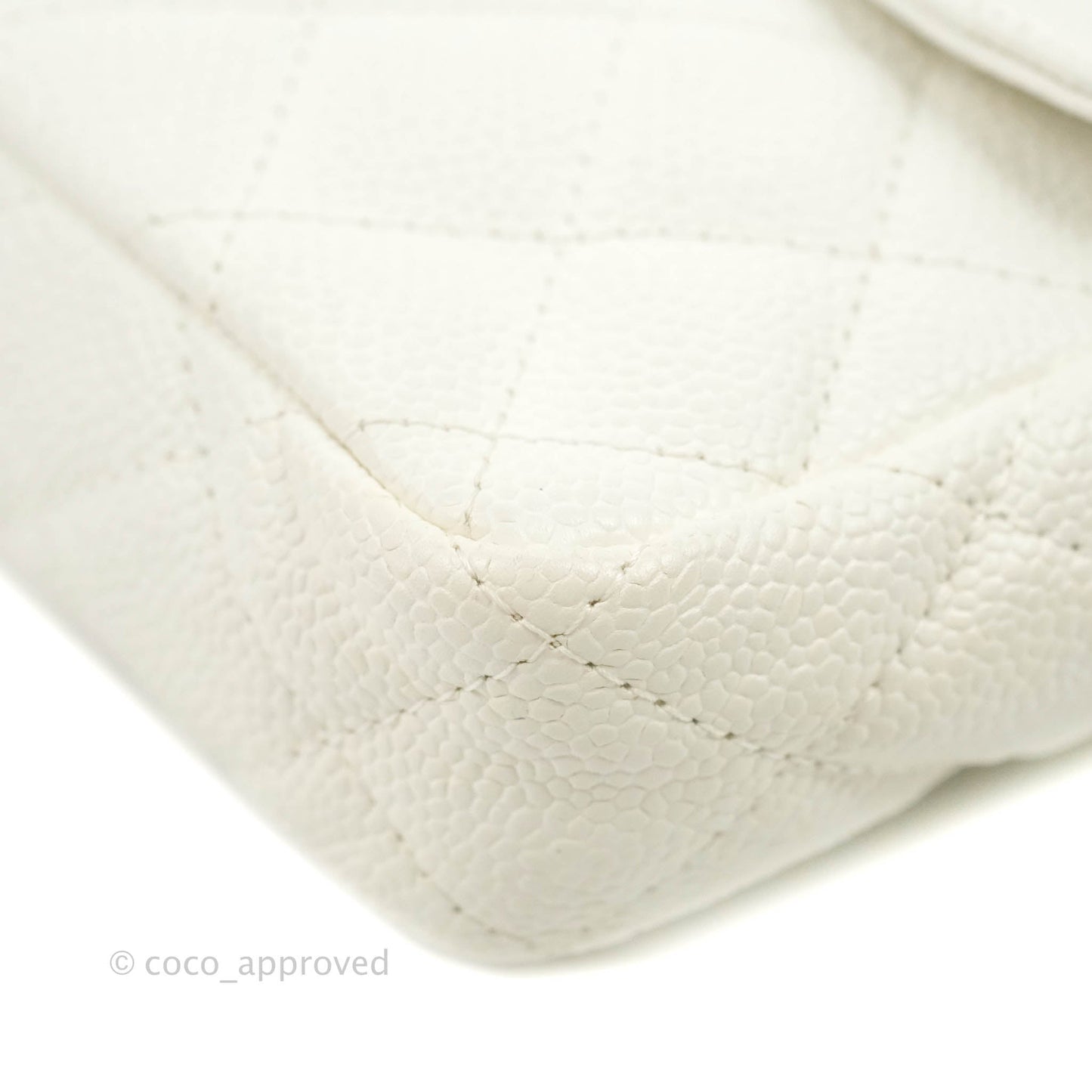 Chanel Quilted East West Flap White Soft Caviar Silver Hardware