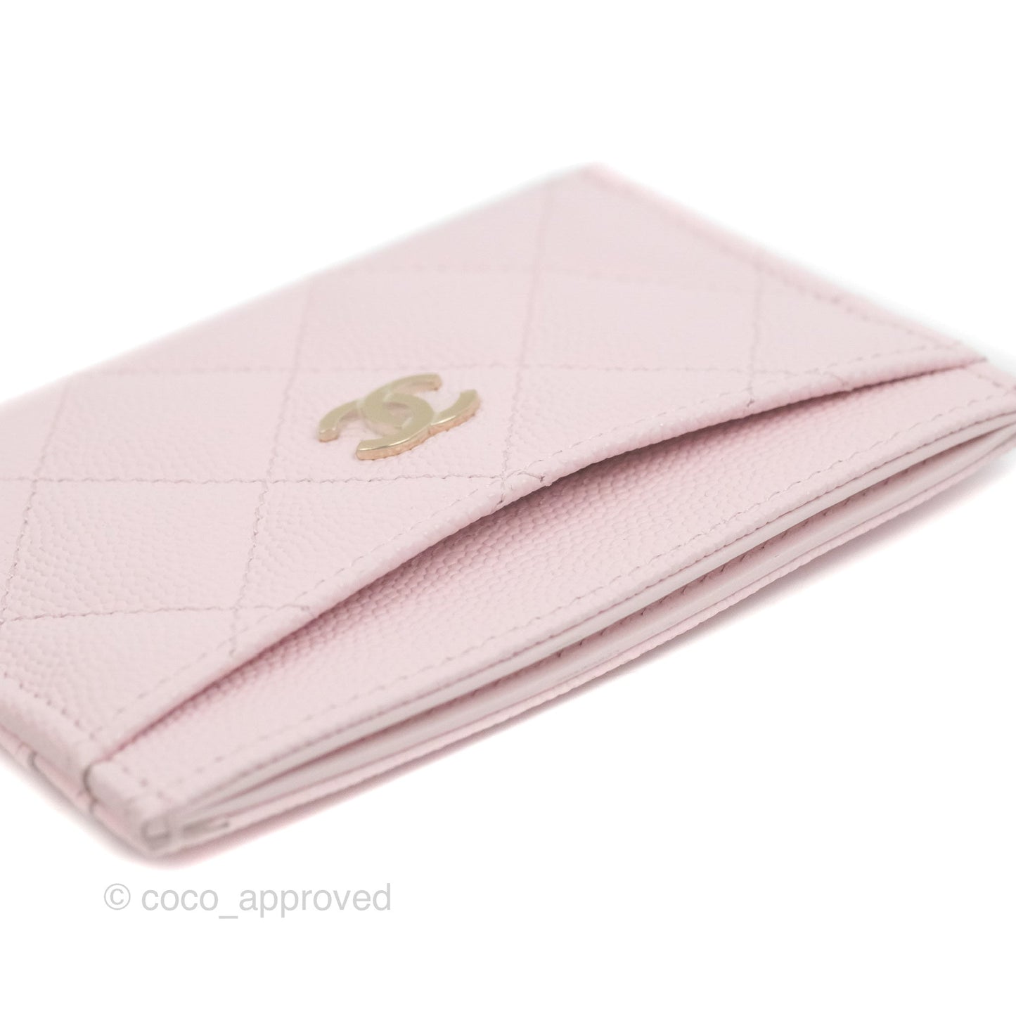 Chanel Classic Flat Card Holder Pink Caviar Gold Hardware