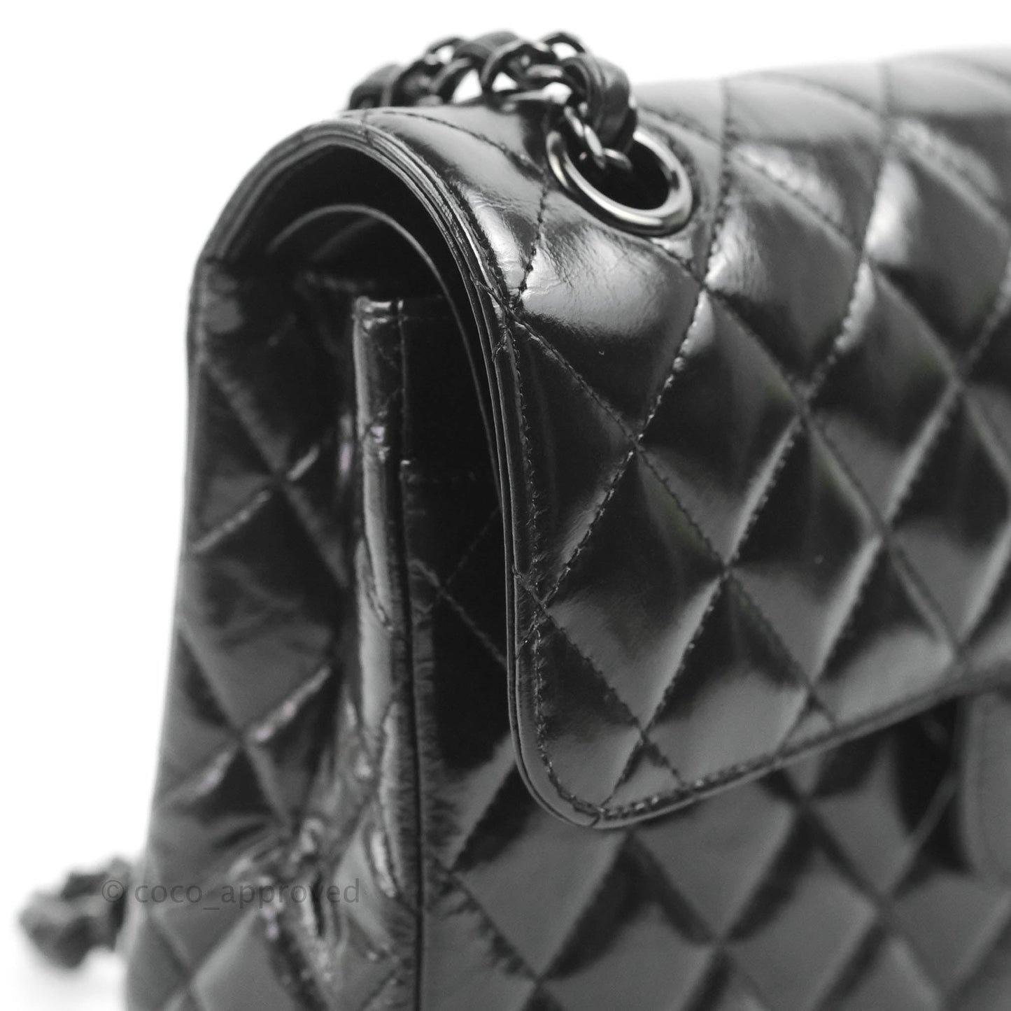 Chanel Small Classic Quilted Flap So Black Glazed Crumpled Calfskin