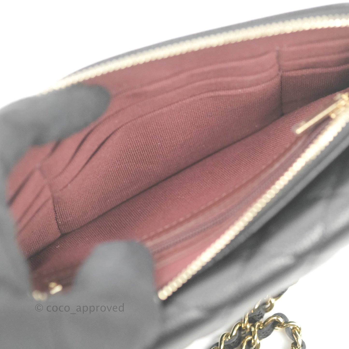 Chanel Classic Flap Phone Holder With Chain Black Caviar Gold Hardware 22A