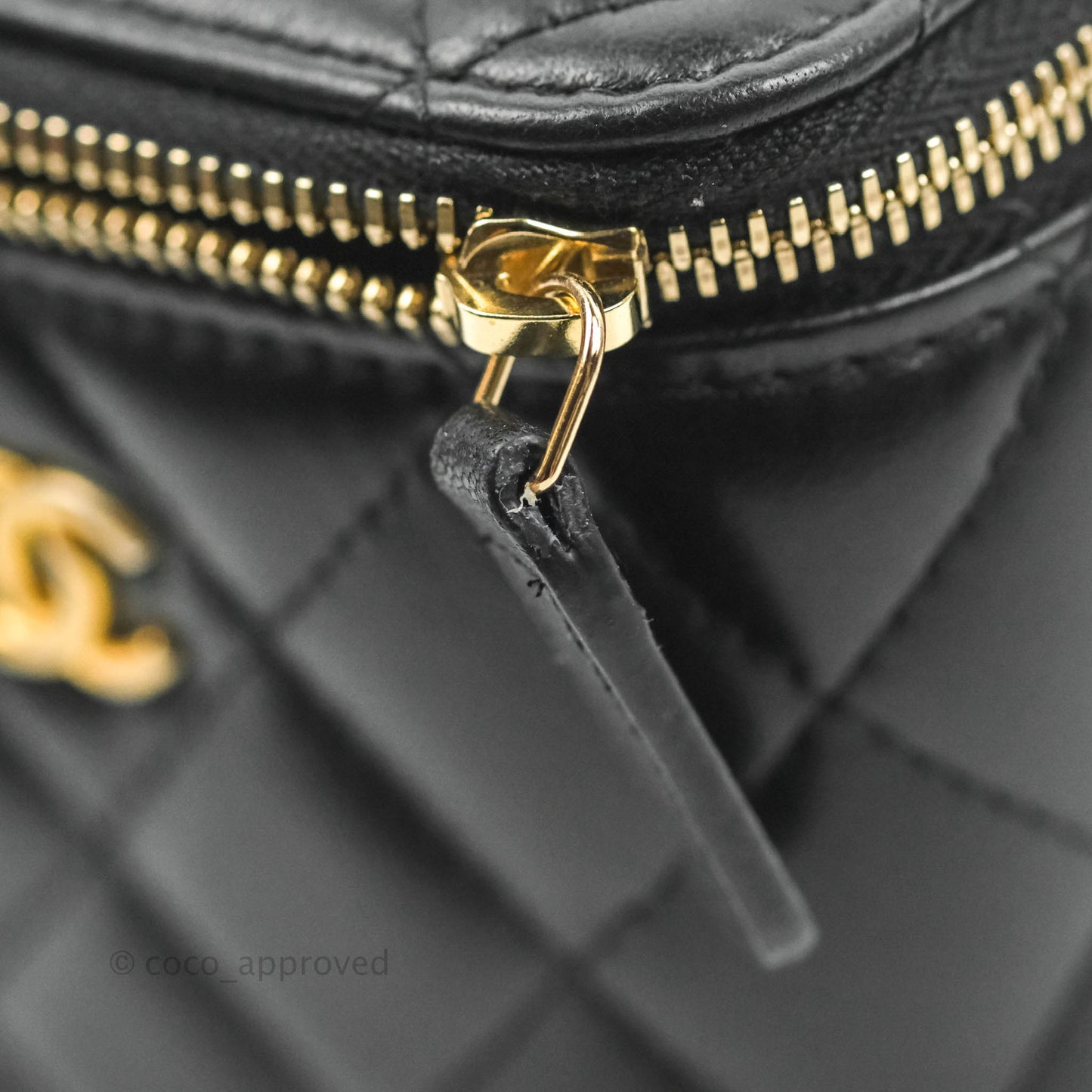 Chanel Classic Mini Pearl Crush Vanity With Chain Black Lambskin Aged Gold Hardware