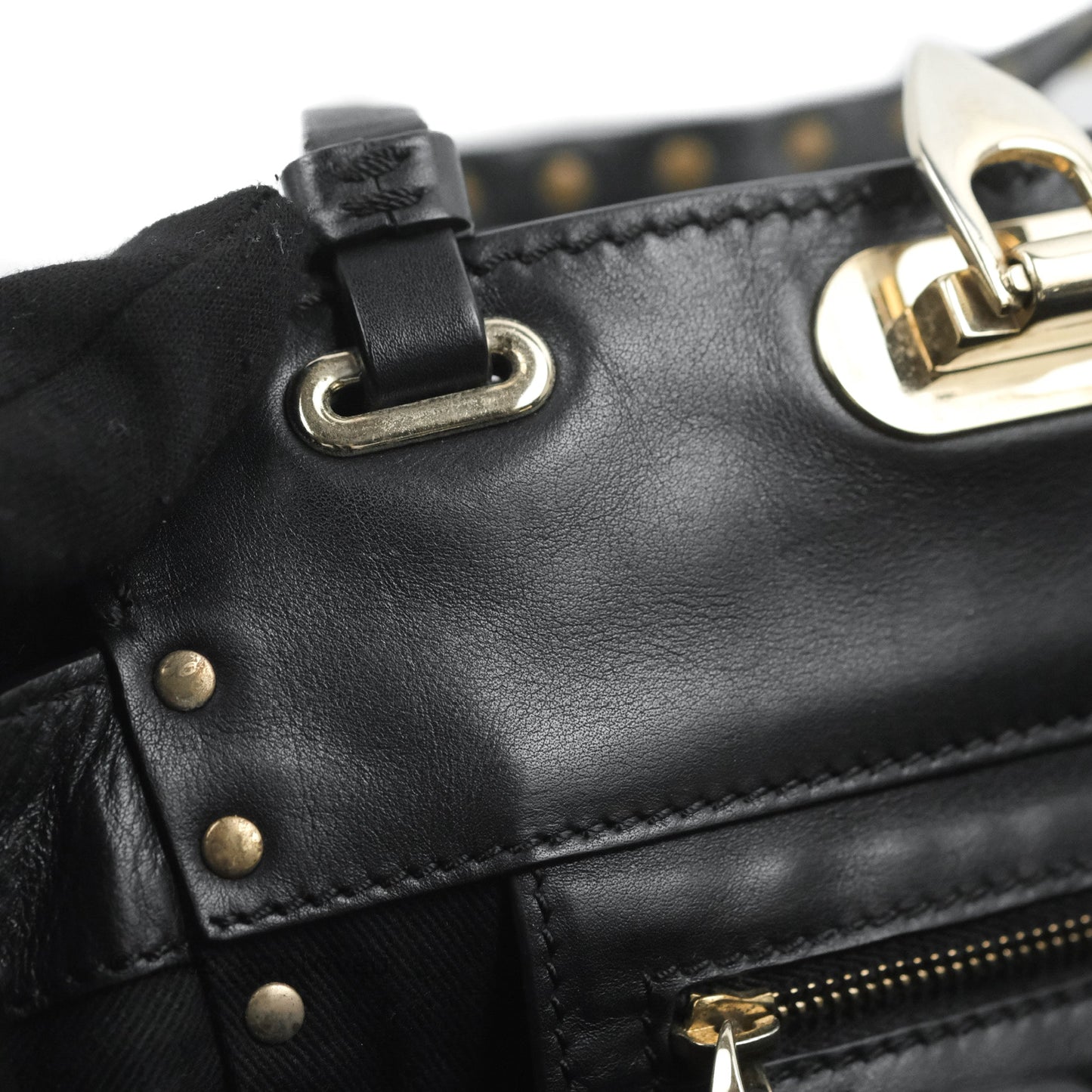 Valentino Garavani Mini Trapeze Rockstud Black Grained Calfskin Gold Hardware
