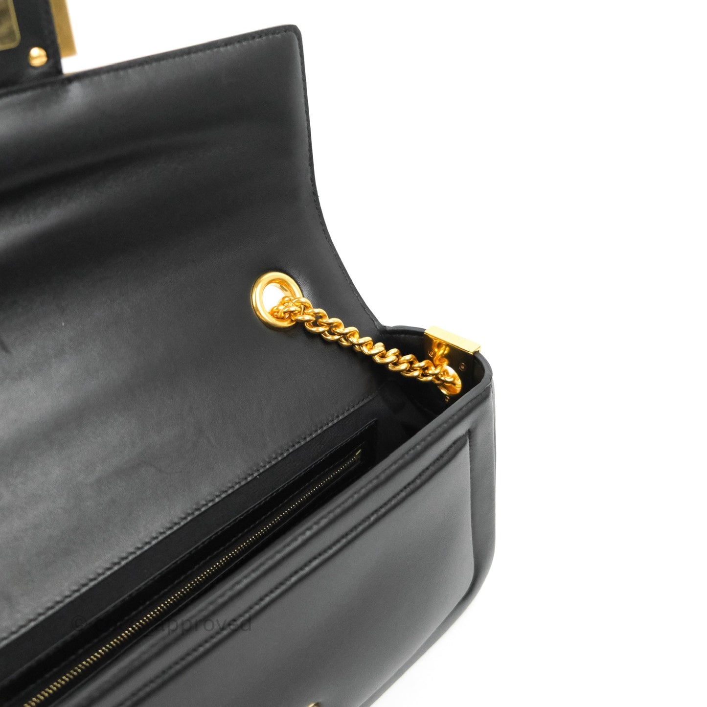 Fendi Baguette Chain Shoulder Bag in Black Nappa Leather