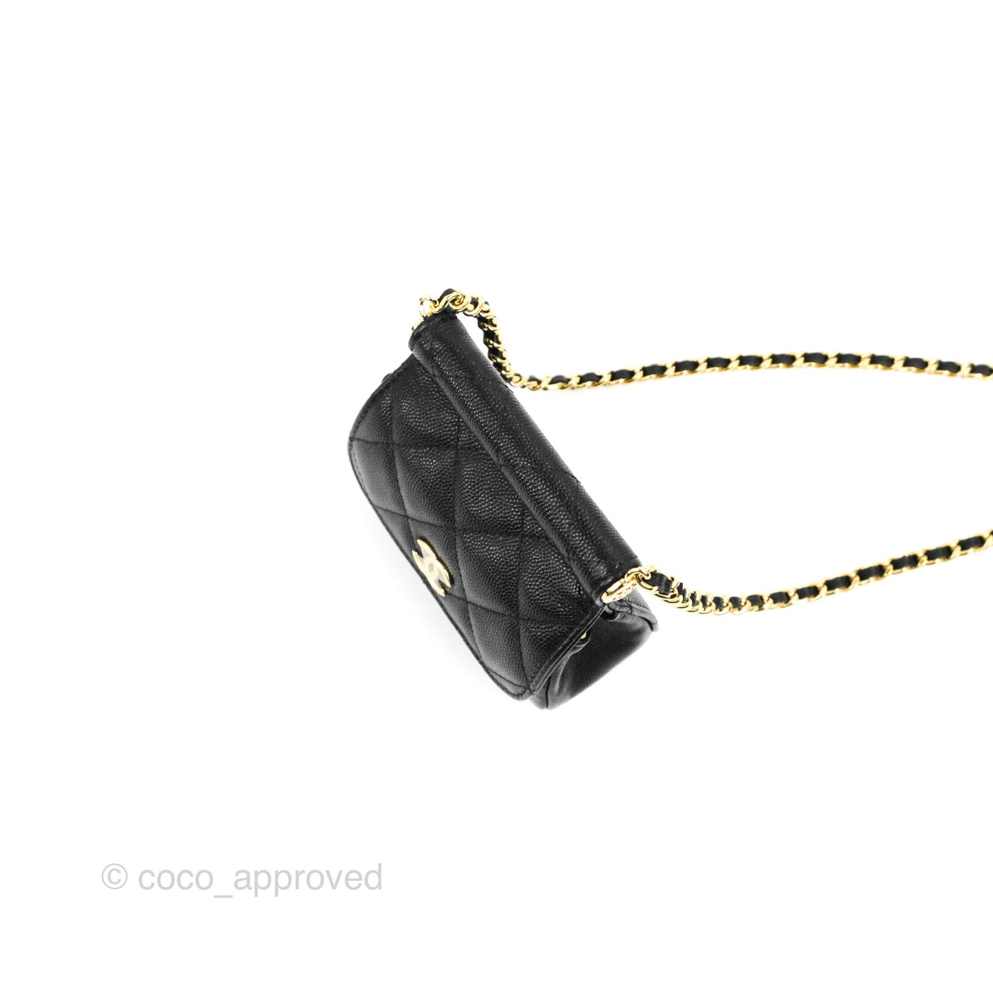 Chanel Quilted Clutch With Chain Black Caviar Gold Hardware