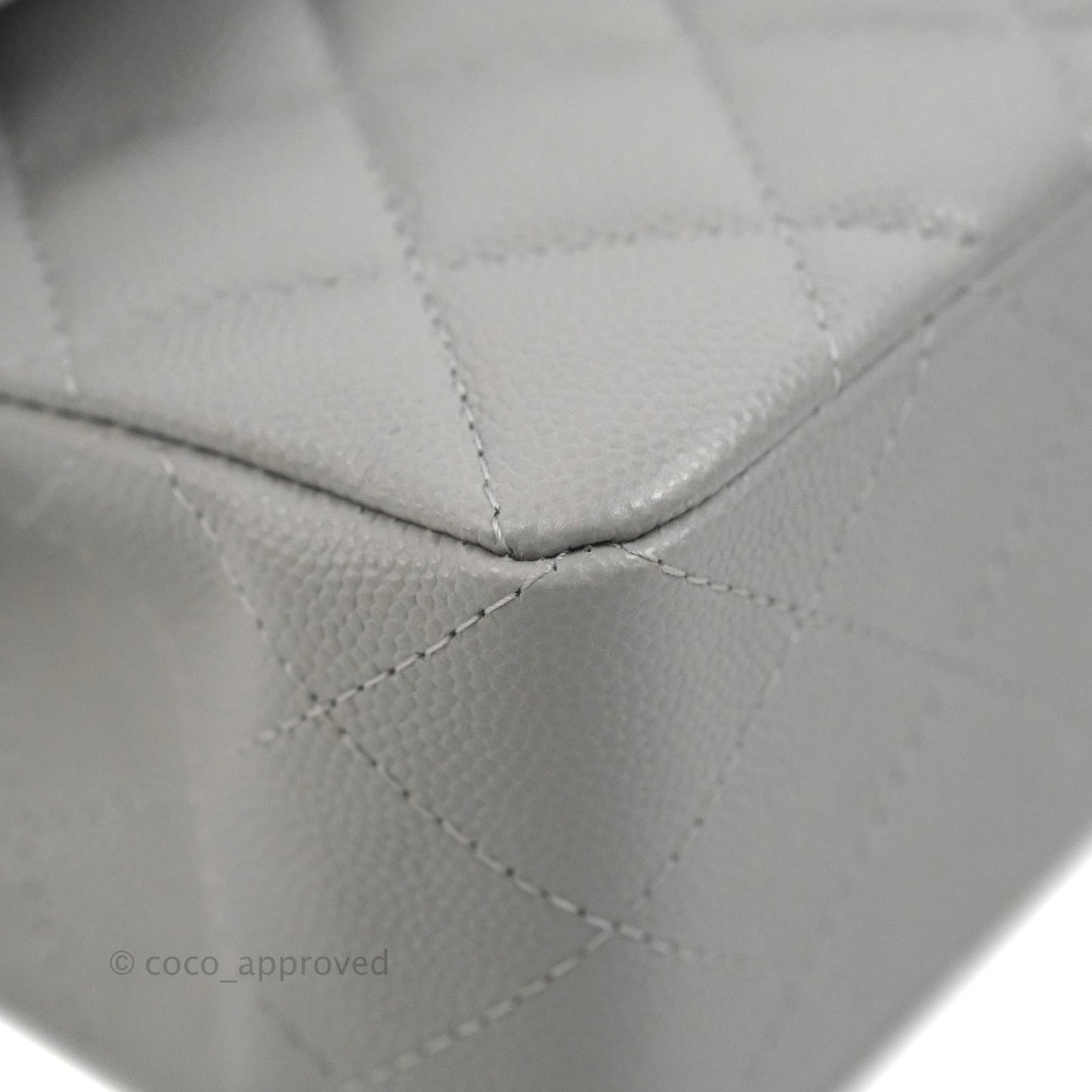 Chanel Small Classic Quilted Flap Grey Caviar Gold Hardware 21A