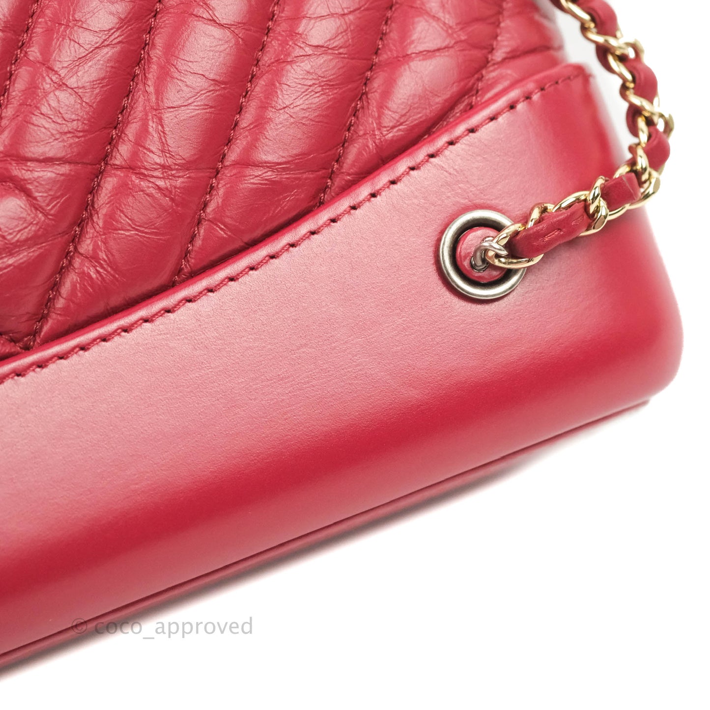 Chanel Small Chevron Gabrielle Backpack Dark Pink Aged Calfskin