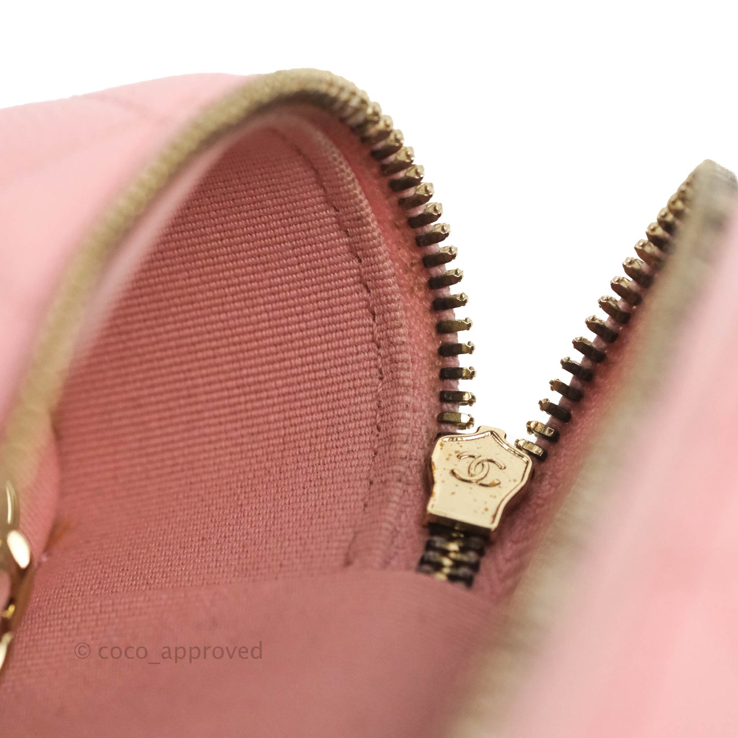 Chanel Vanity Phone Holder With Chain Pink Caviar Gold Hardware