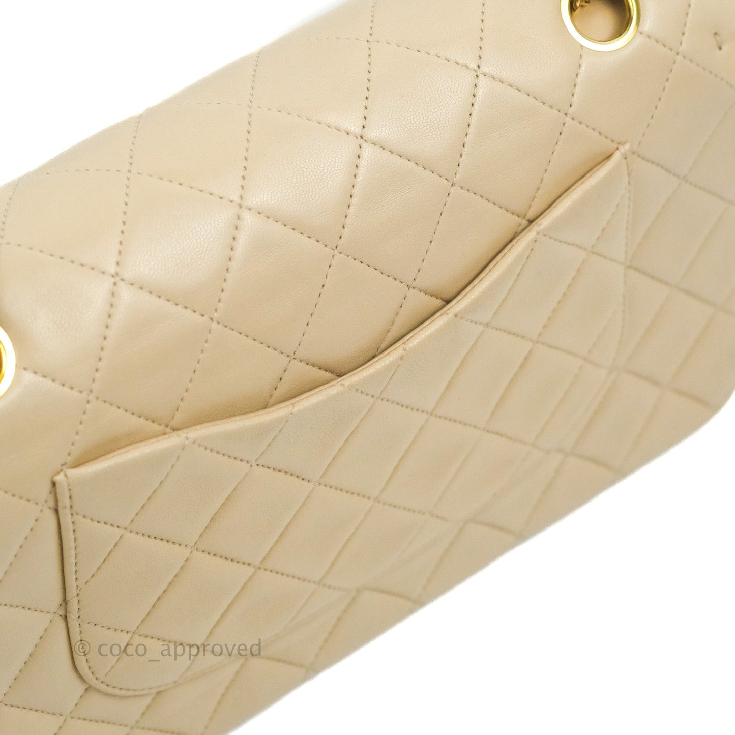 Chanel Vintage Medium Classic Flap Light Beige Lambskin 24K Gold Hardware
