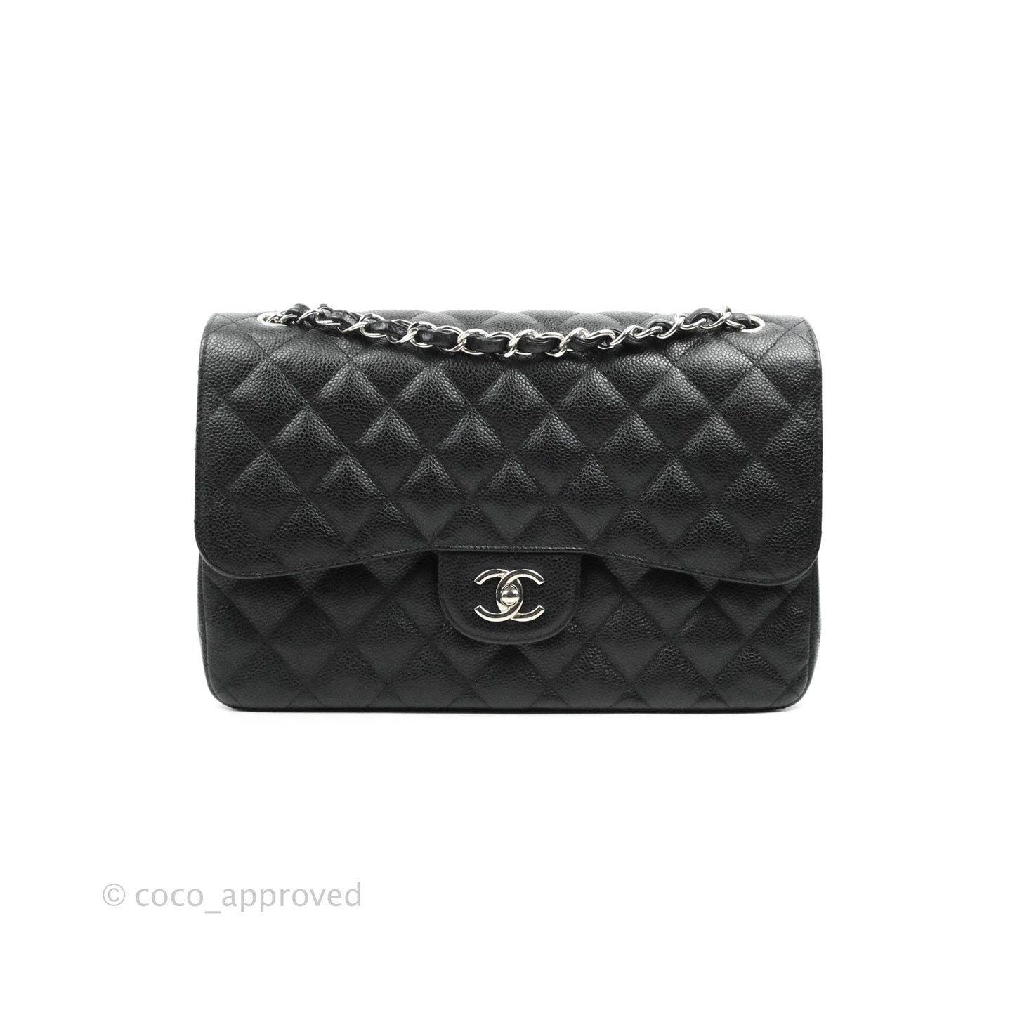 Chanel Jumbo Double Flap Black Caviar Silver Hardware⁣⁣
